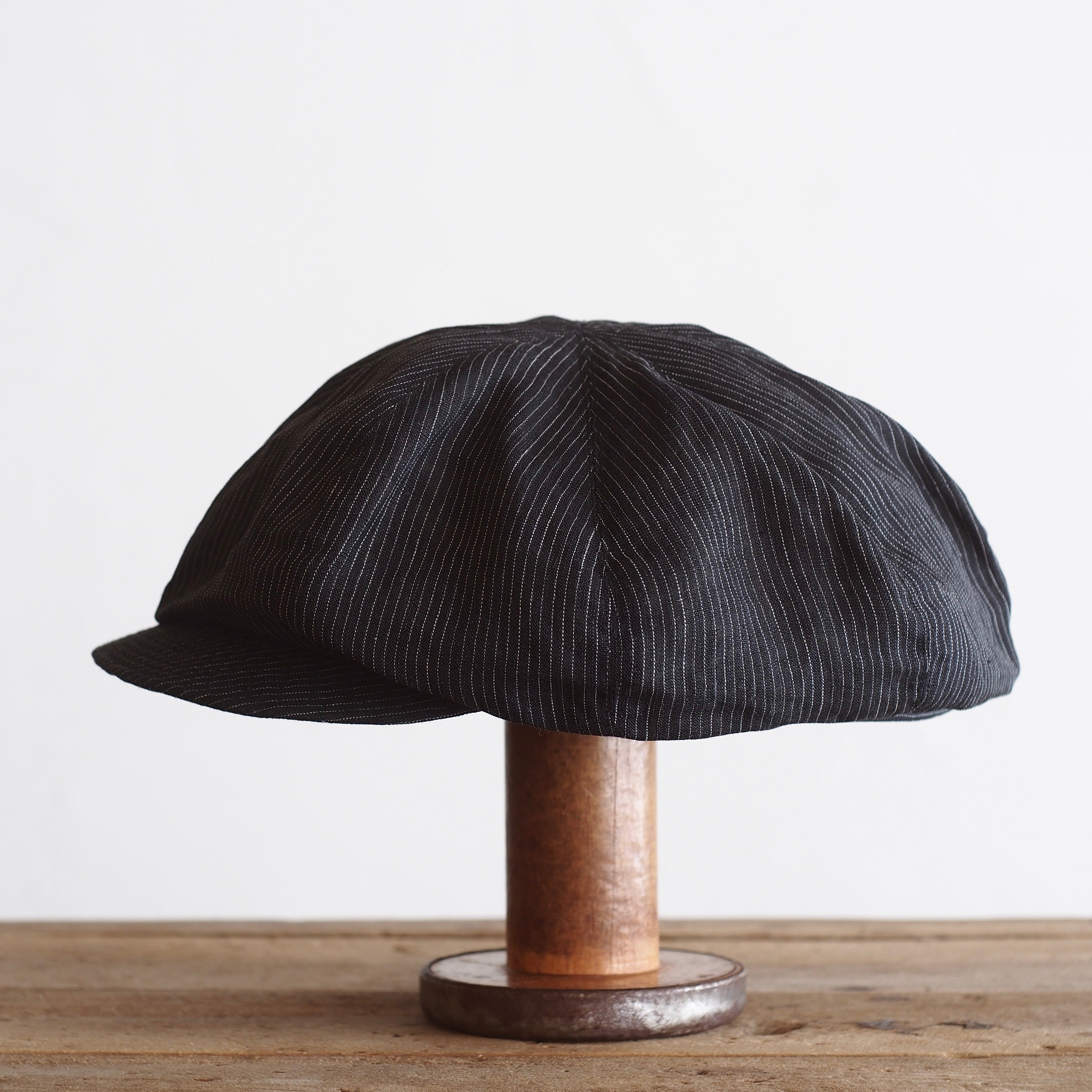 NORA CAP ~type newsboy~60 linen 縞