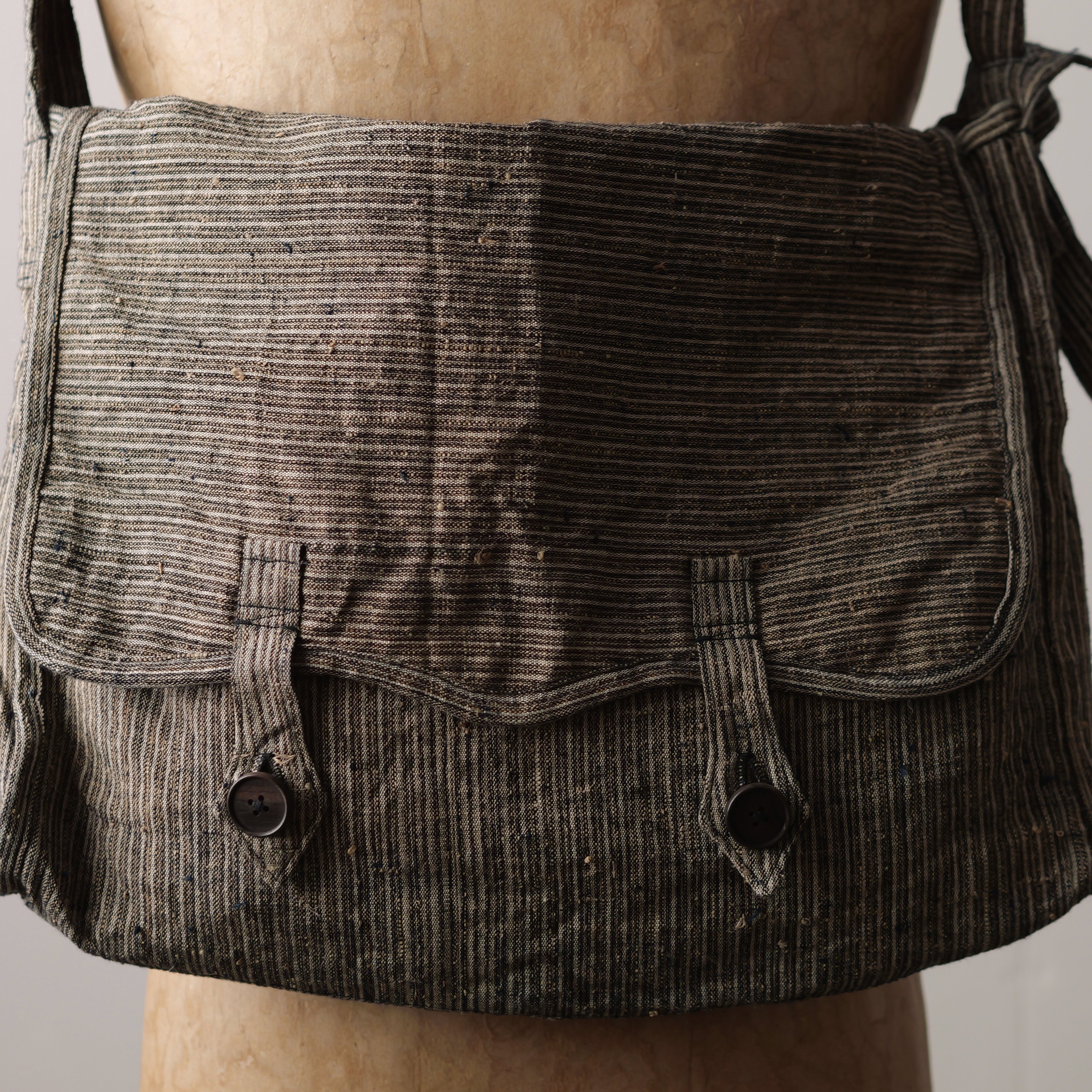 NORA BAG~type postman~japan old cotton/hemp stripe fabric~