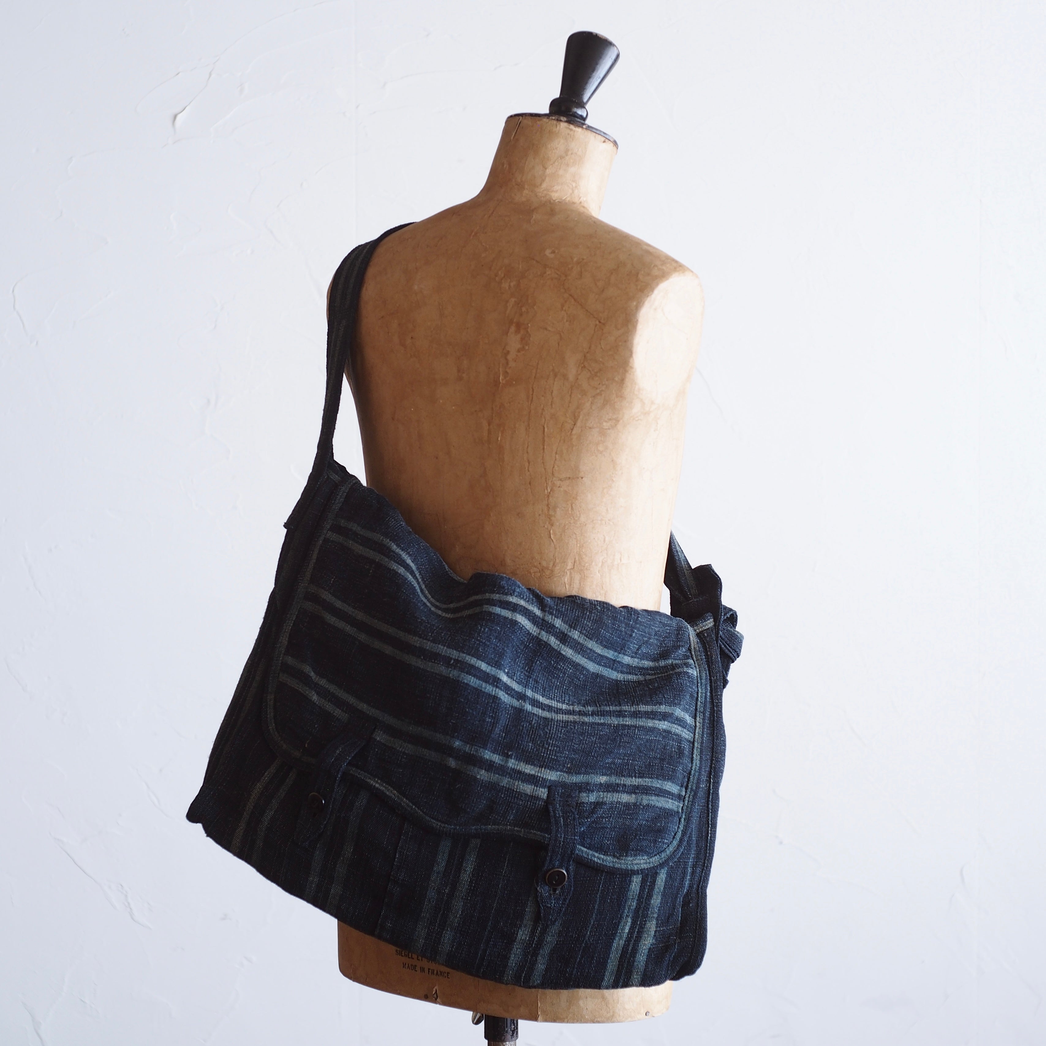 NORA BAG~type postman~japan old indigo hemp
