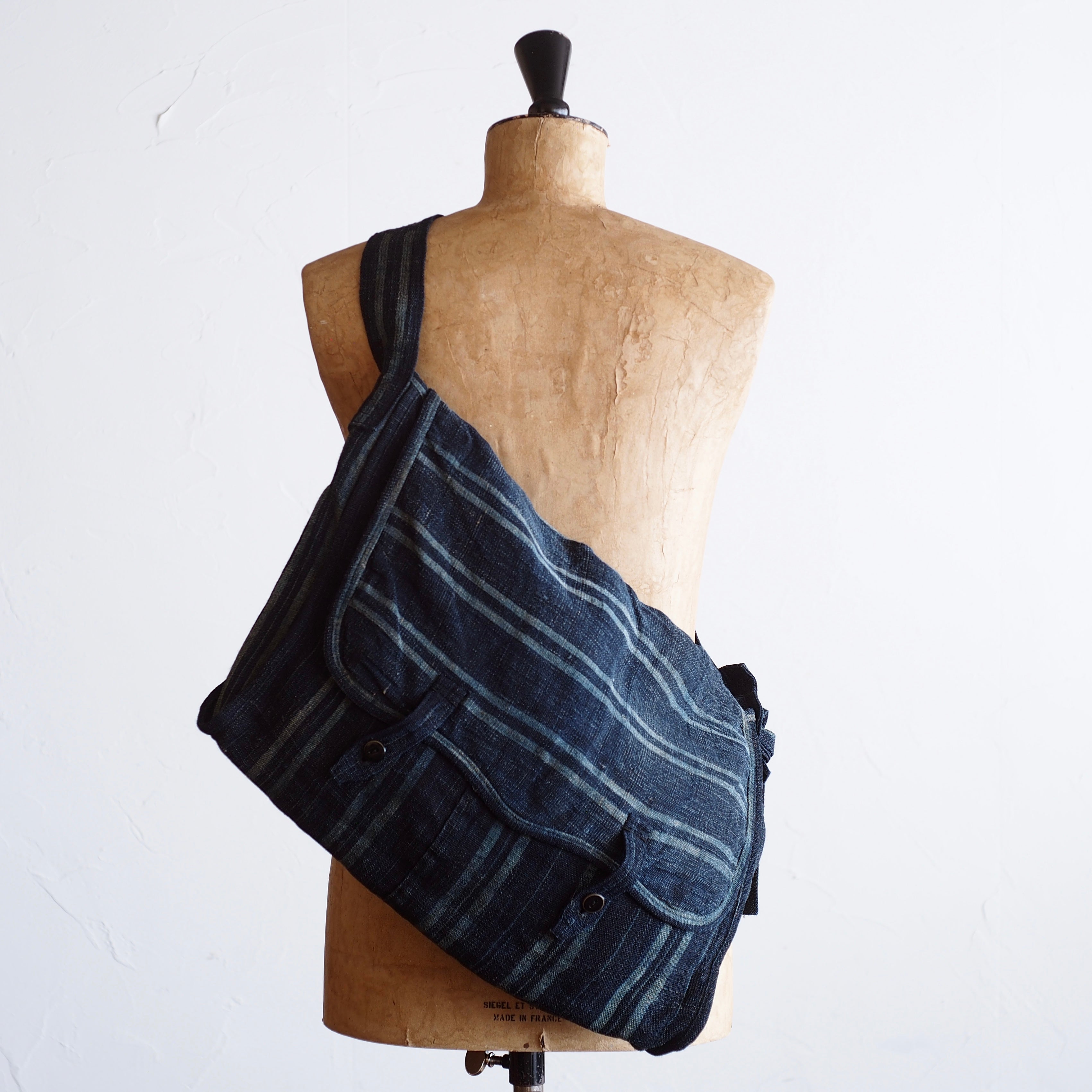 NORA BAG~type postman~japan old indigo hemp