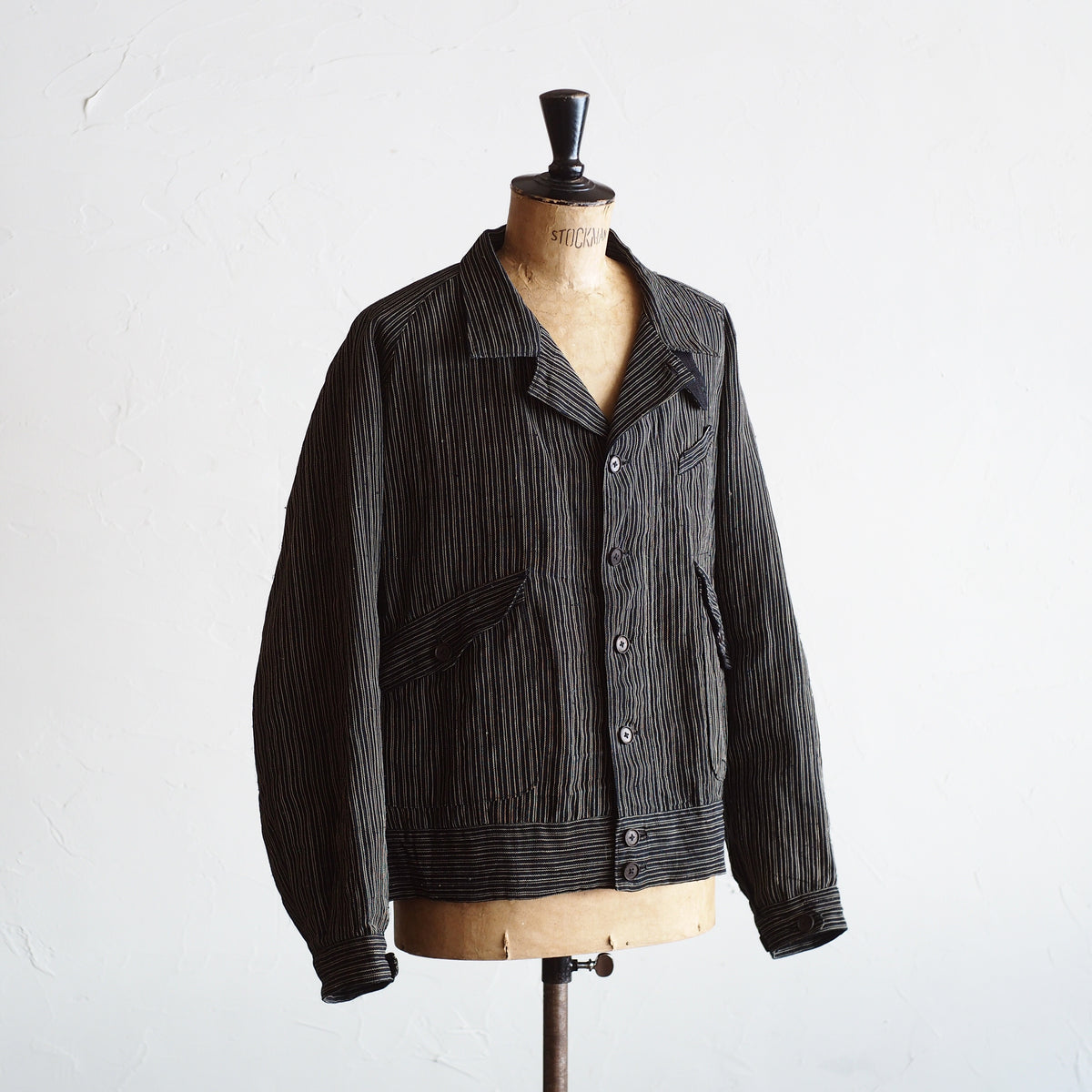 NORA SHORT JACKET~Japan old stripe hemp fabric~