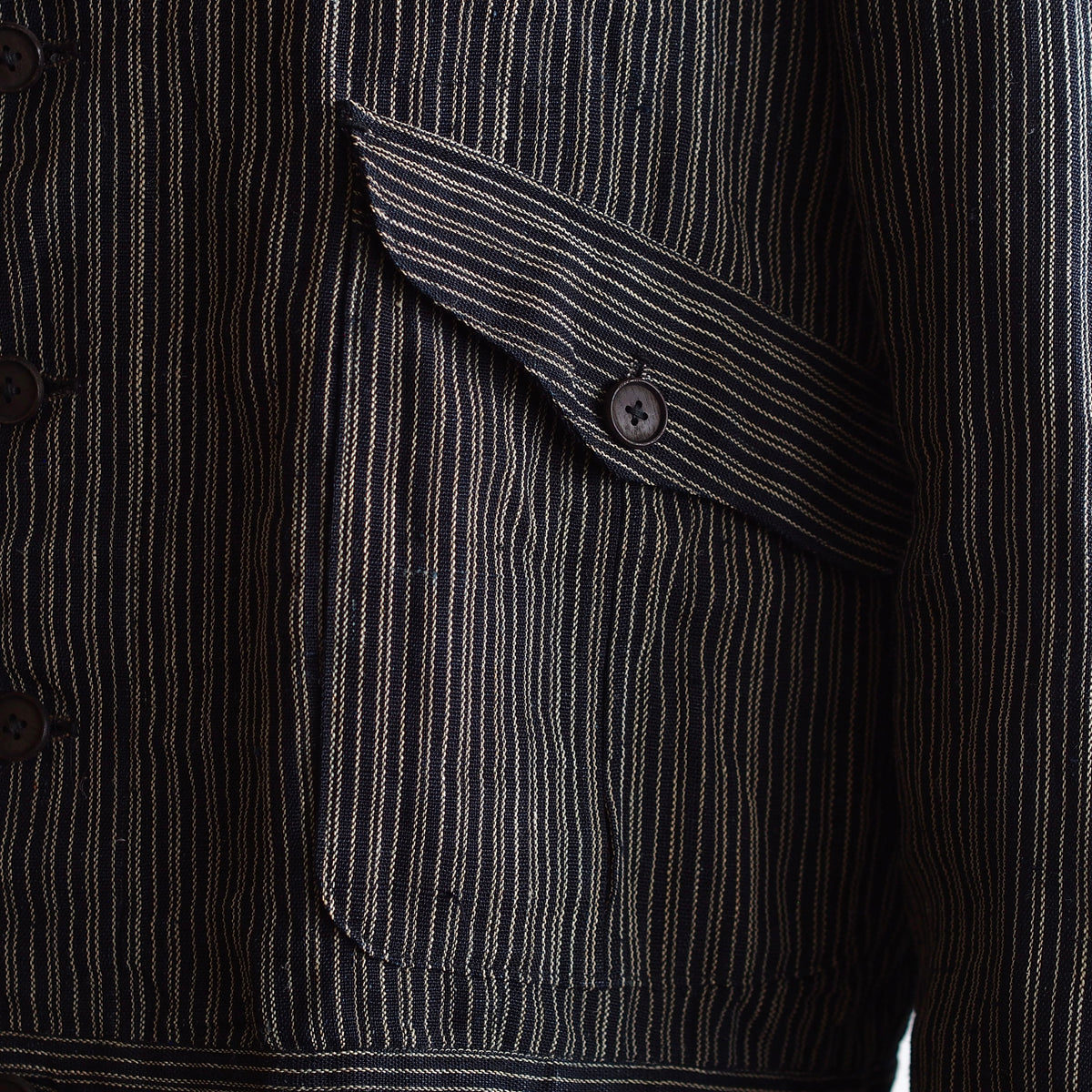 NORA SHORT JACKET~Japan old stripe hemp fabric~