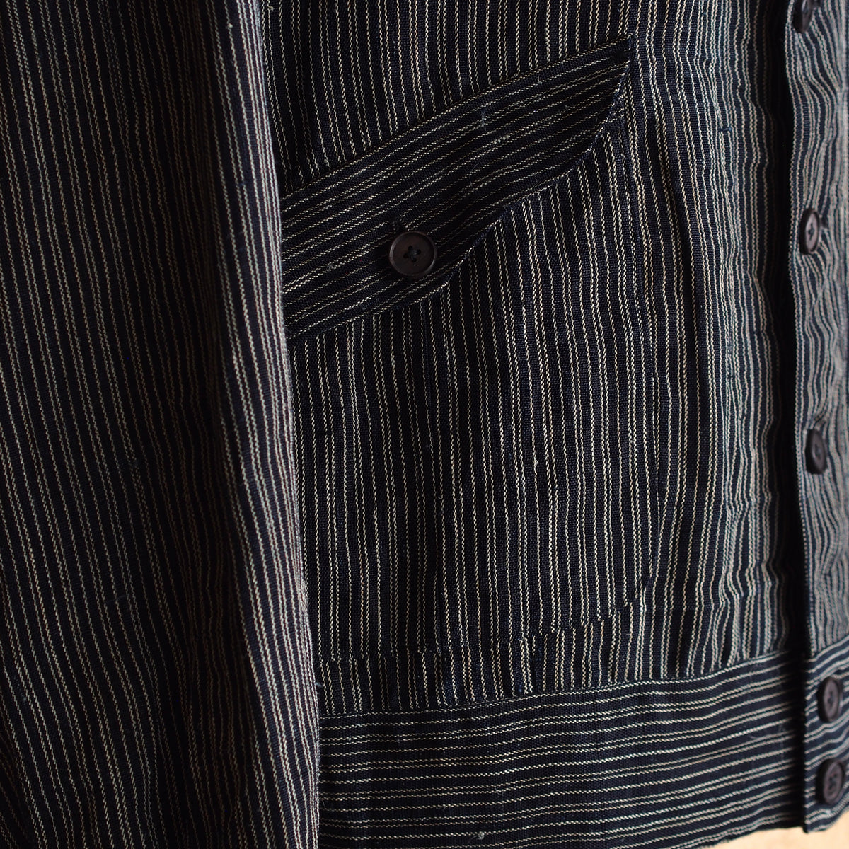 NORA SHORT JACKET~Japan old stripe hemp fabric~