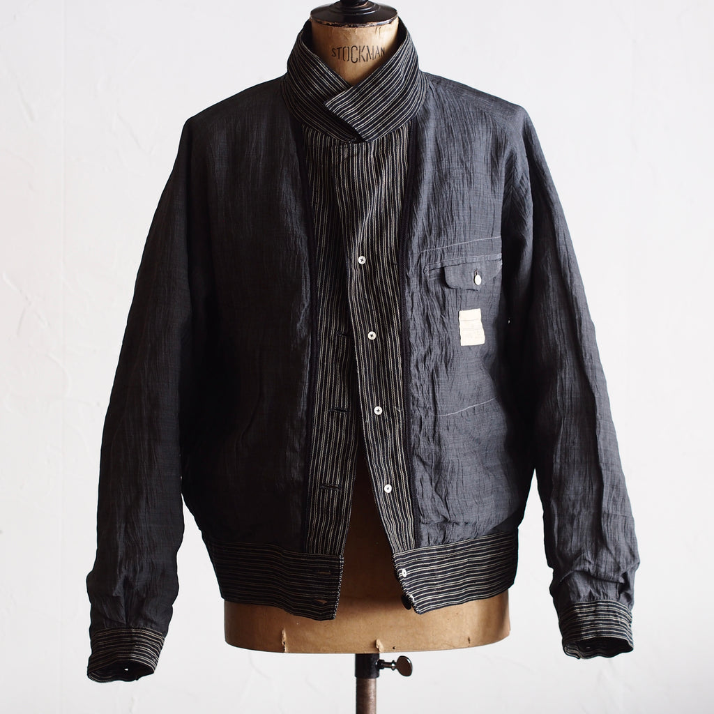 NORA SHORT JACKET~Japan old stripe hemp fabric~