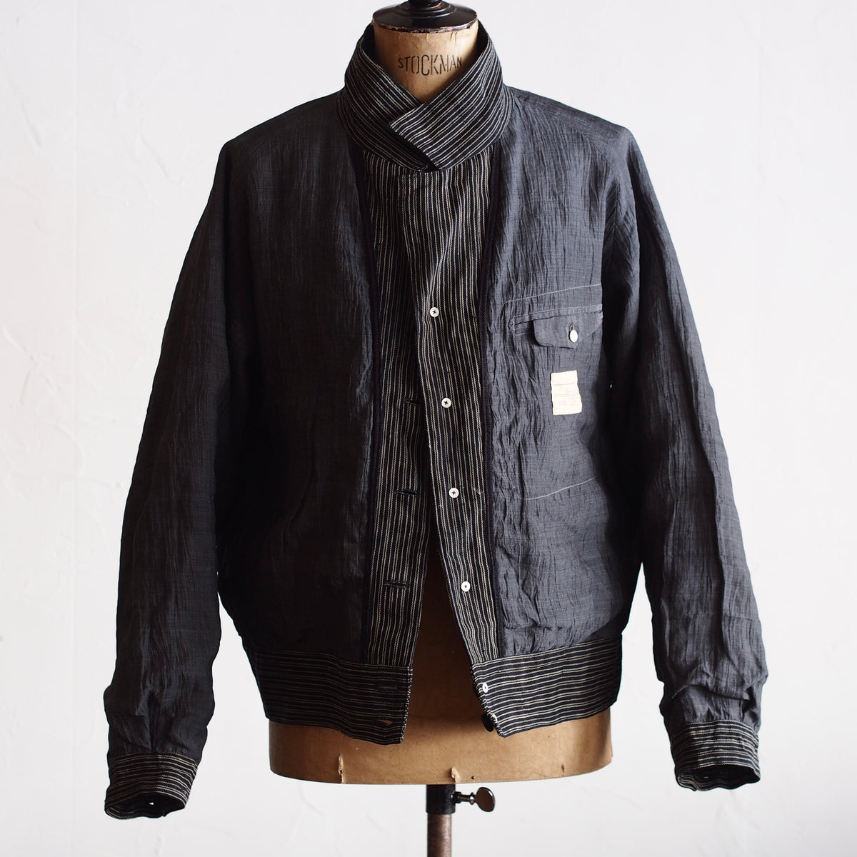 NORA SHORT JACKET~Japan old stripe hemp fabric~