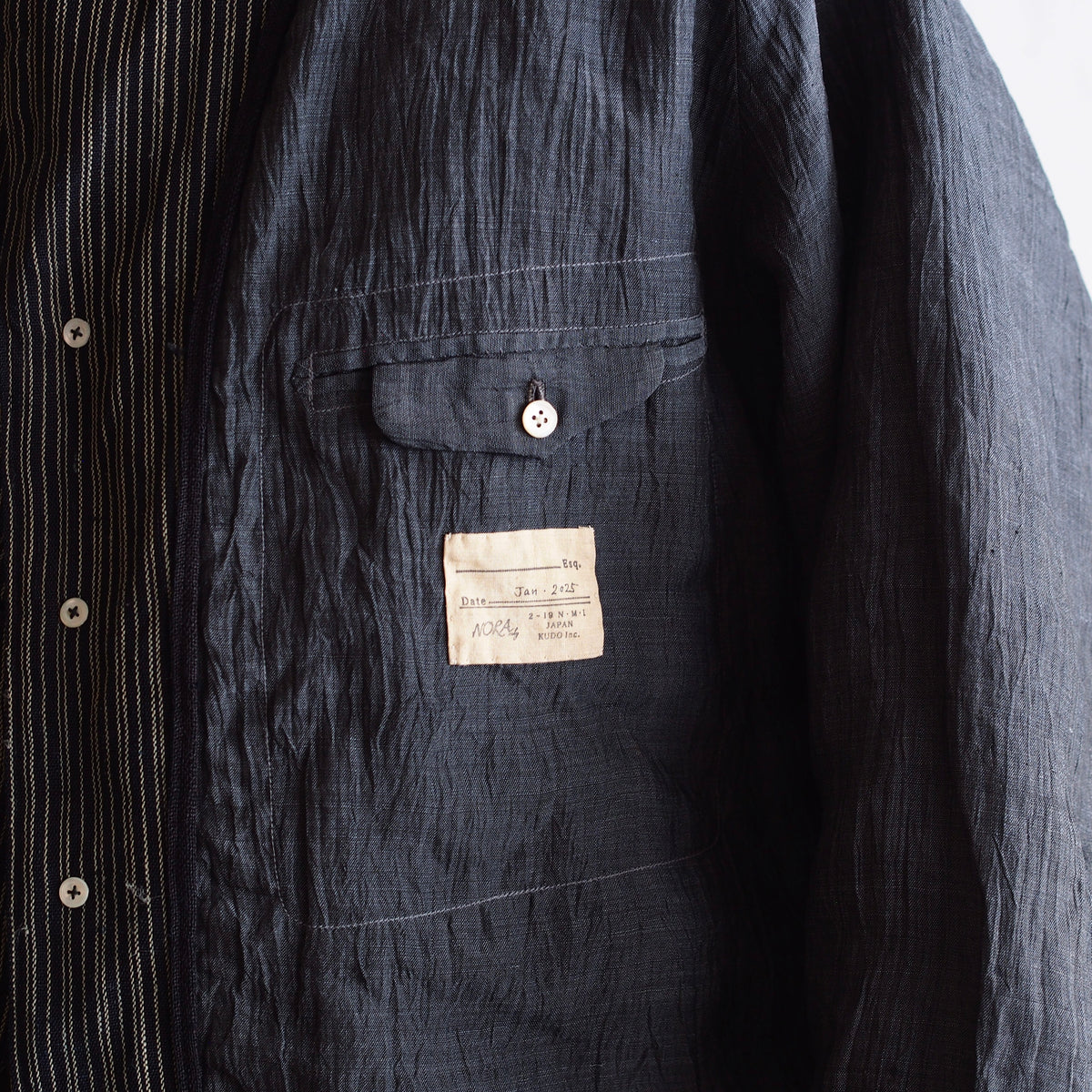 NORA SHORT JACKET~Japan old stripe hemp fabric~