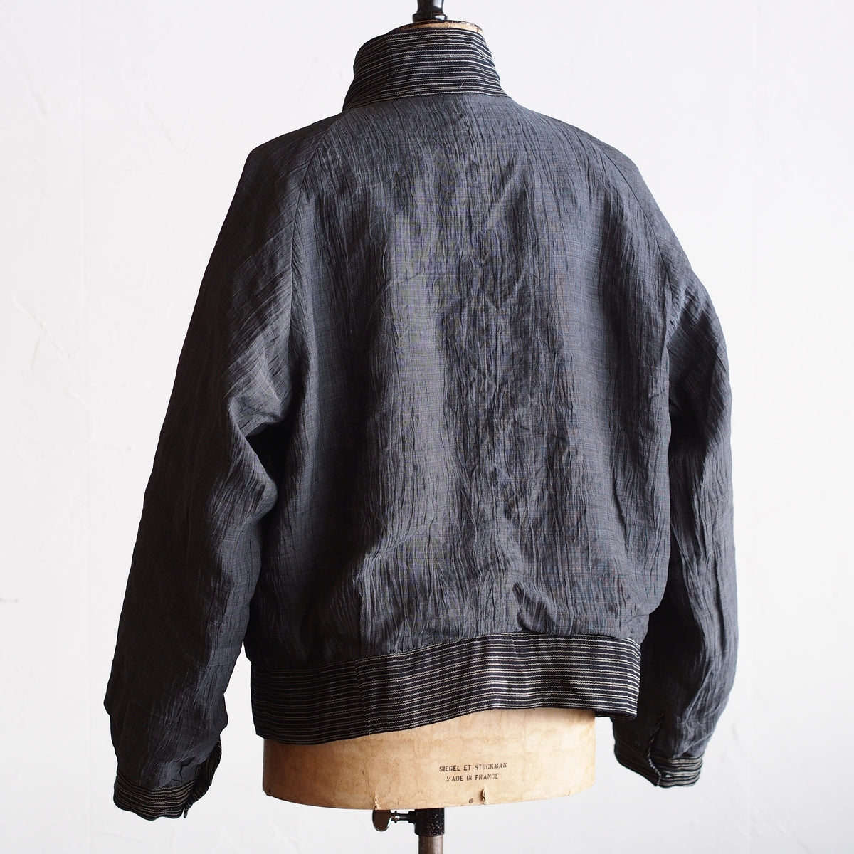 NORA SHORT JACKET~Japan old stripe hemp fabric~
