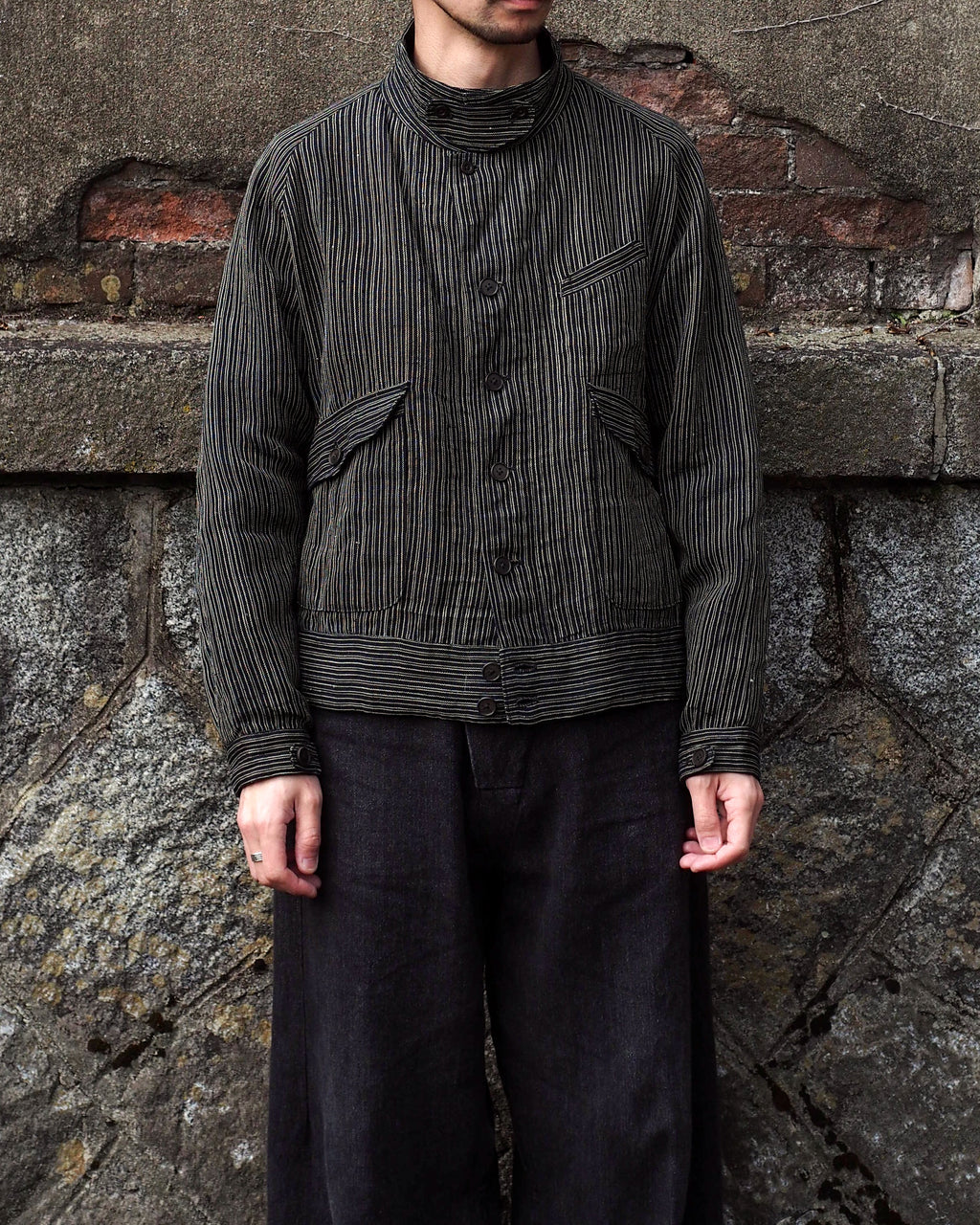 NORA SHORT JACKET~Japan old stripe hemp fabric~