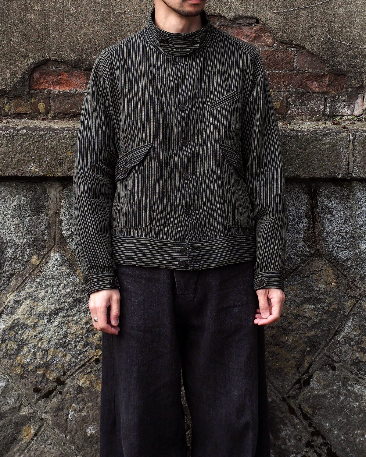 NORA SHORT JACKET~Japan old stripe hemp fabric~