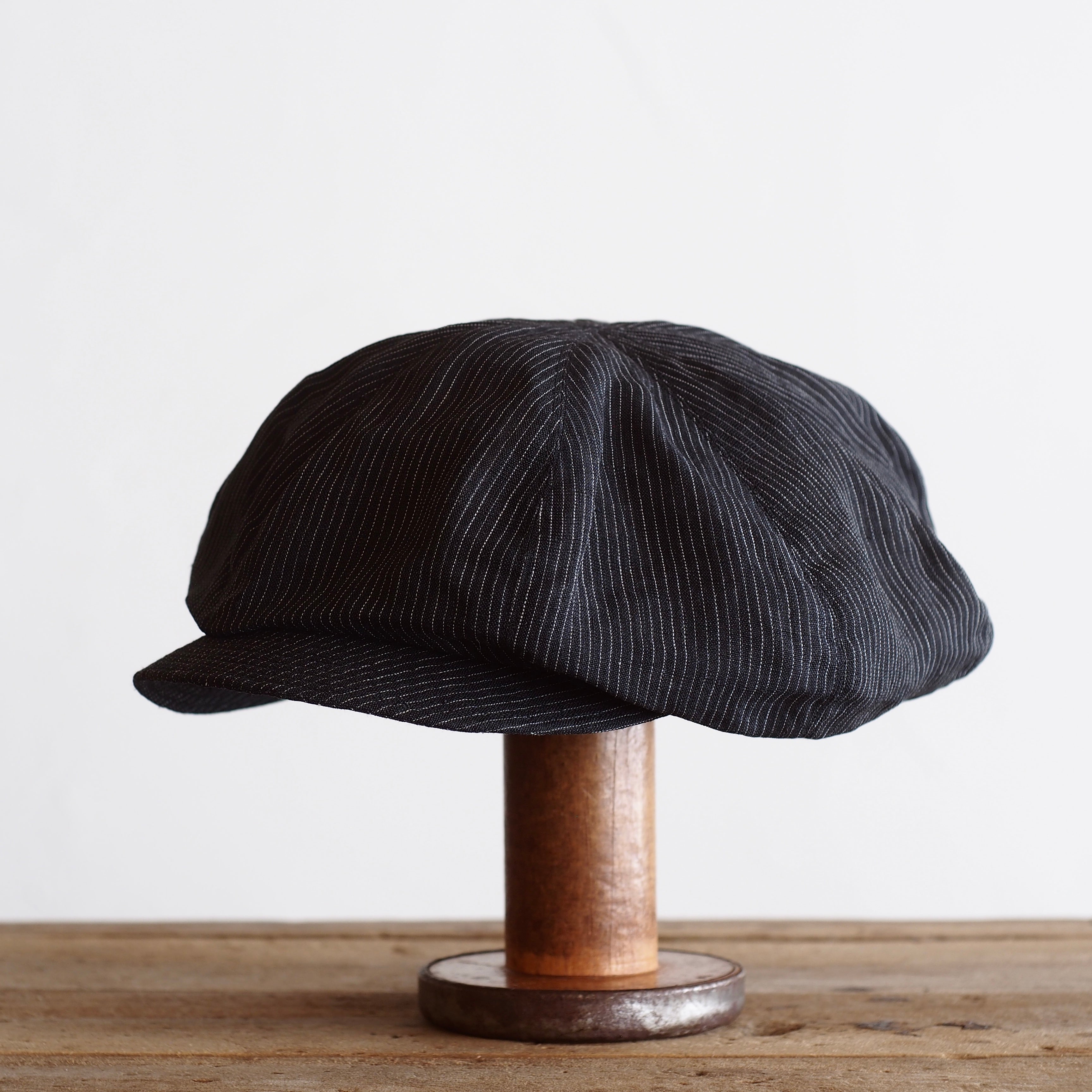 NORA CAP ~type newsboy~60 linen 縞