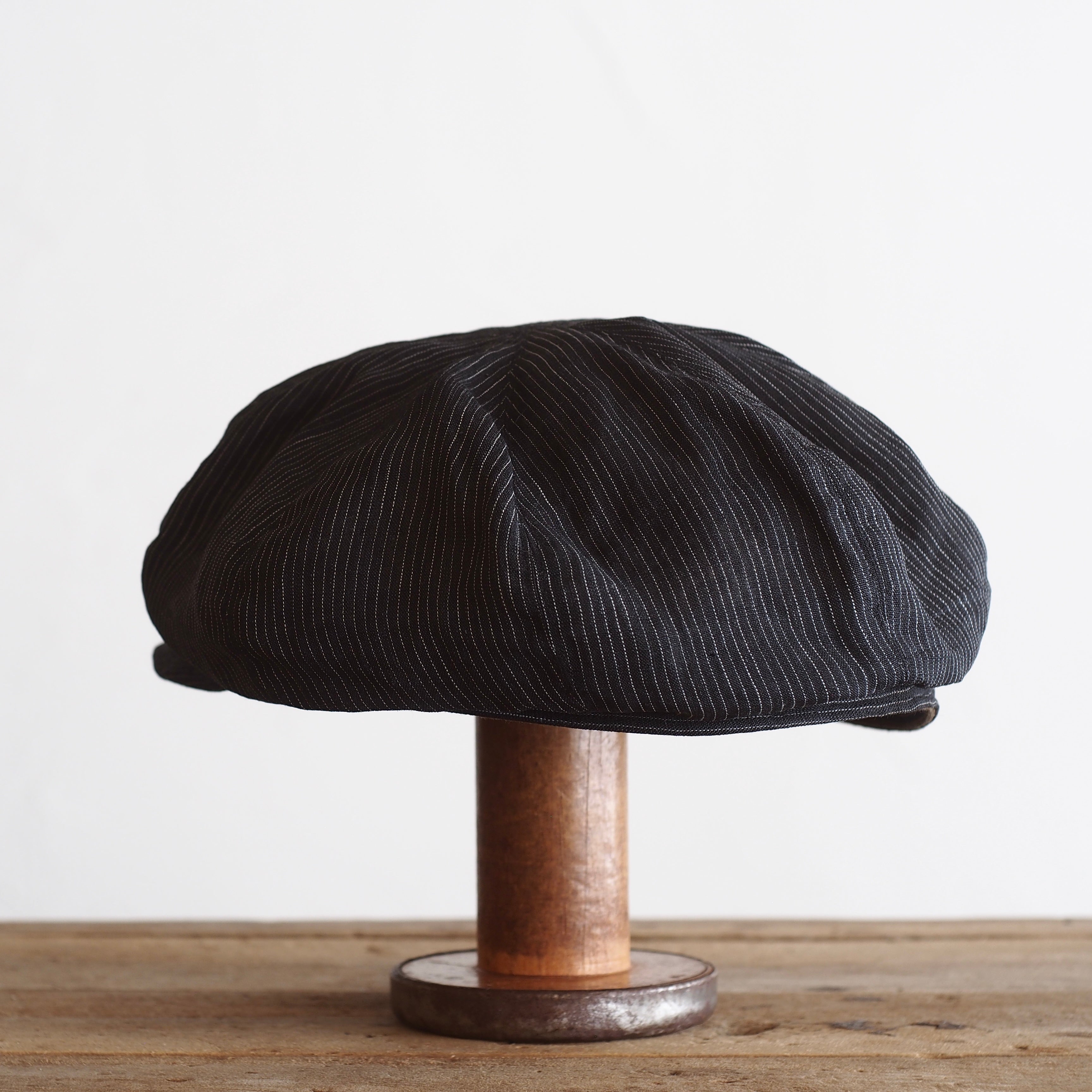 NORA CAP ~type newsboy~60 linen 縞