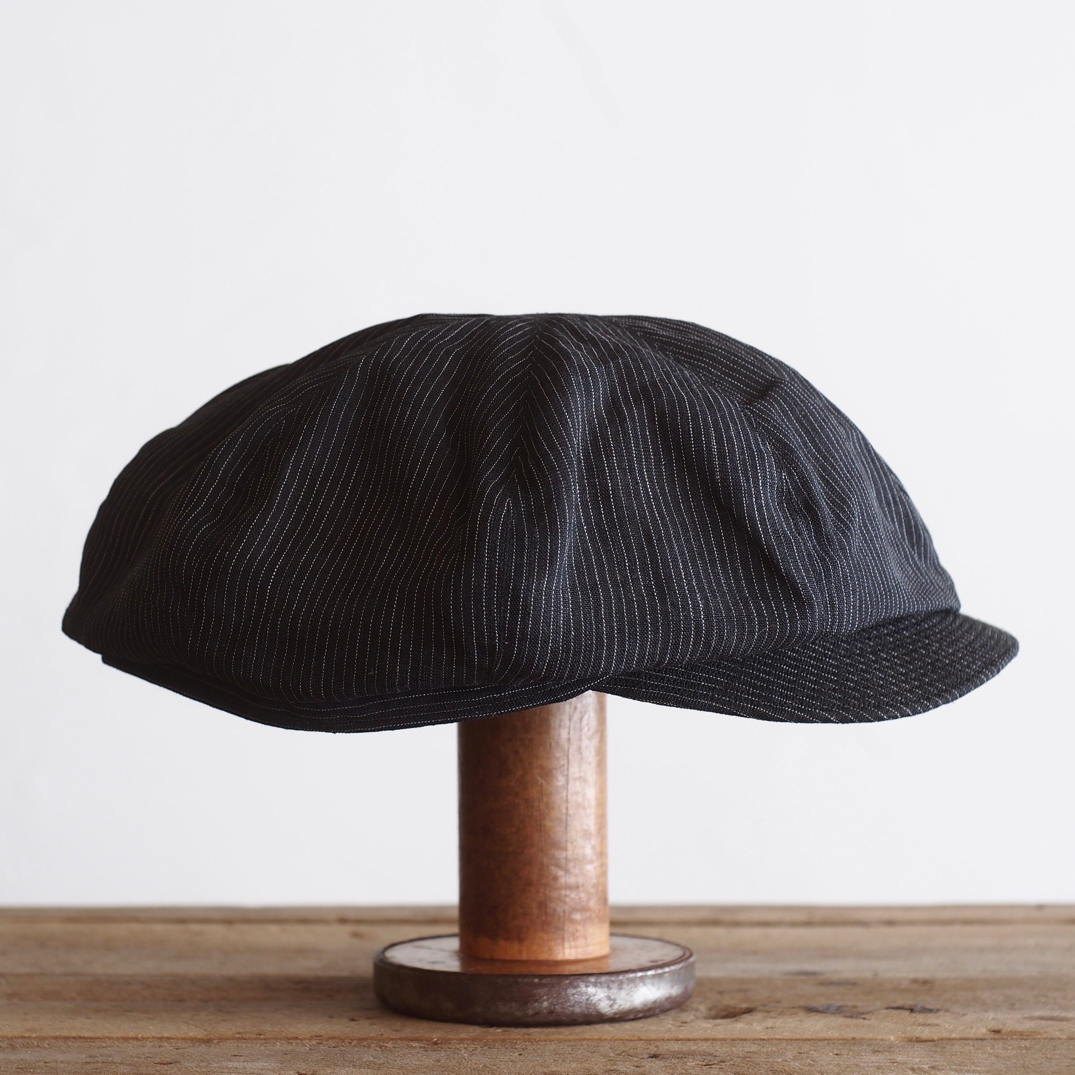 NORA CAP ~type newsboy~60 linen 縞