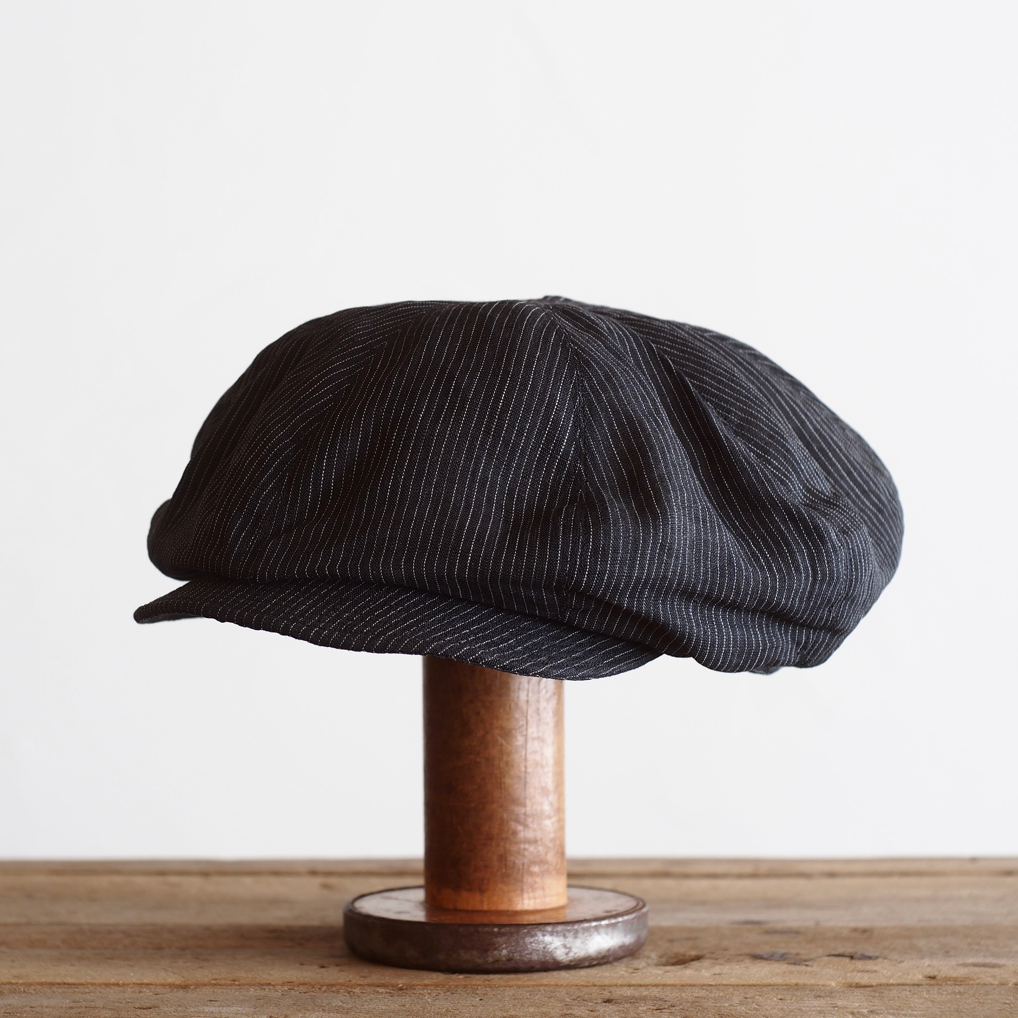 NORA CAP ~type newsboy~61 linen 縞