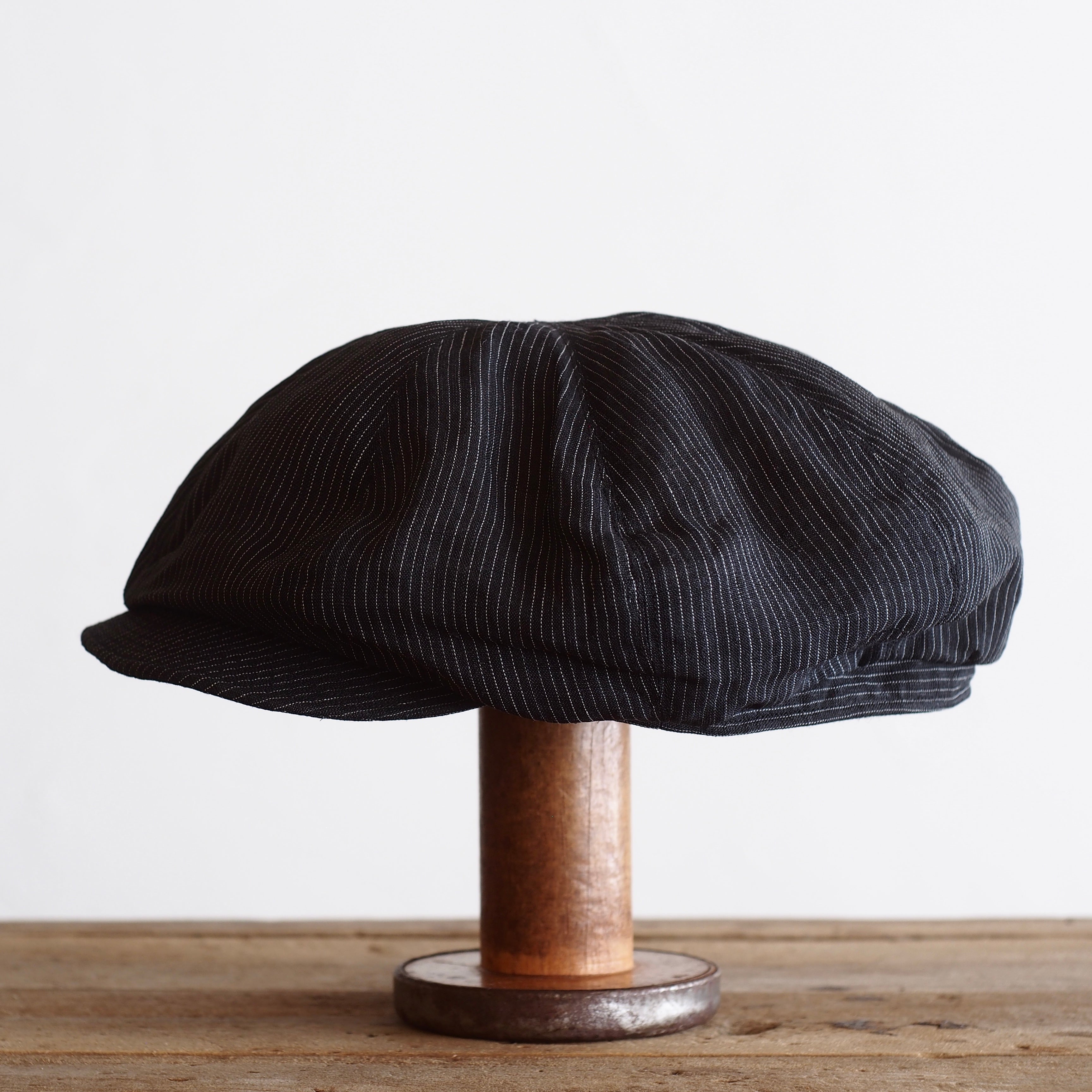 NORA CAP ~type newsboy~61 linen 縞