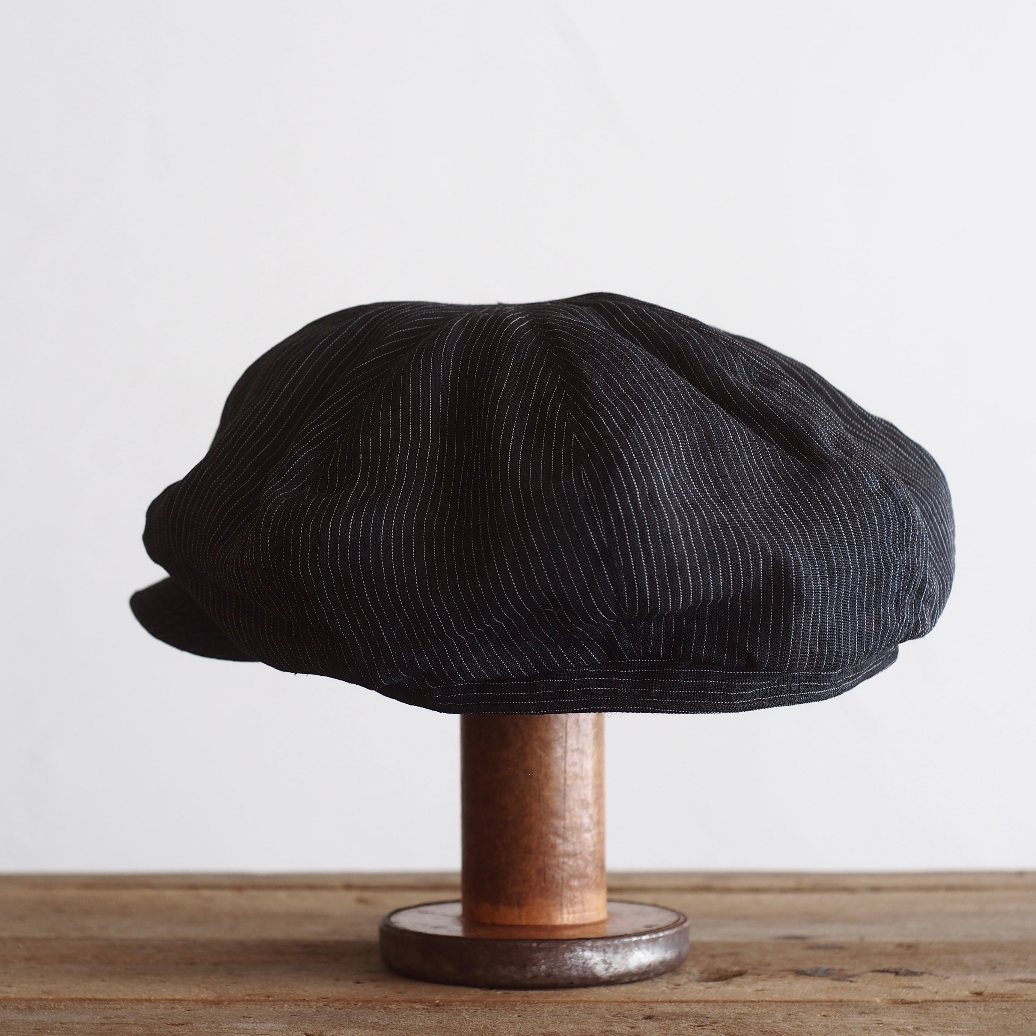 NORA CAP ~type newsboy~61 linen 縞