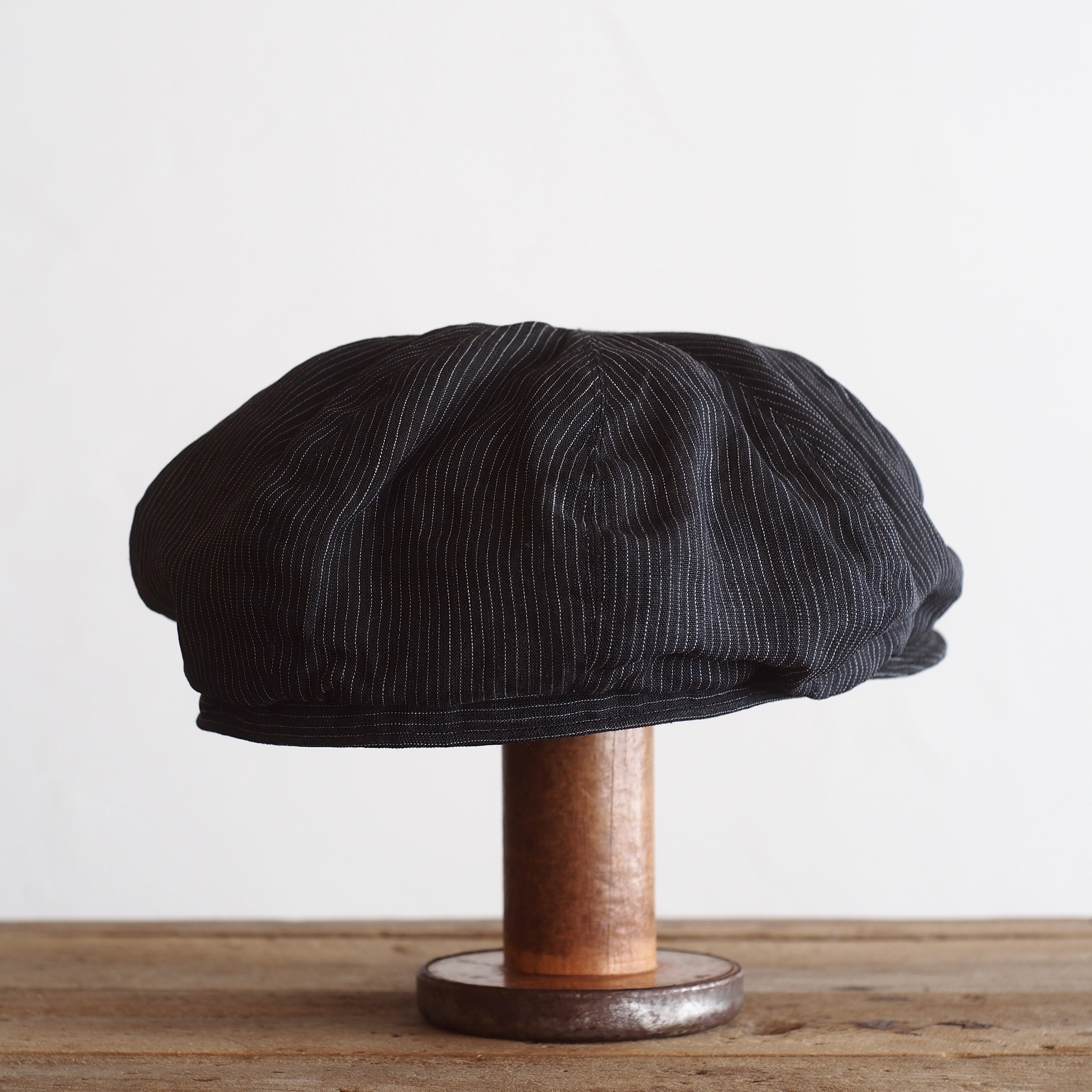 NORA CAP ~type newsboy~61 linen 縞