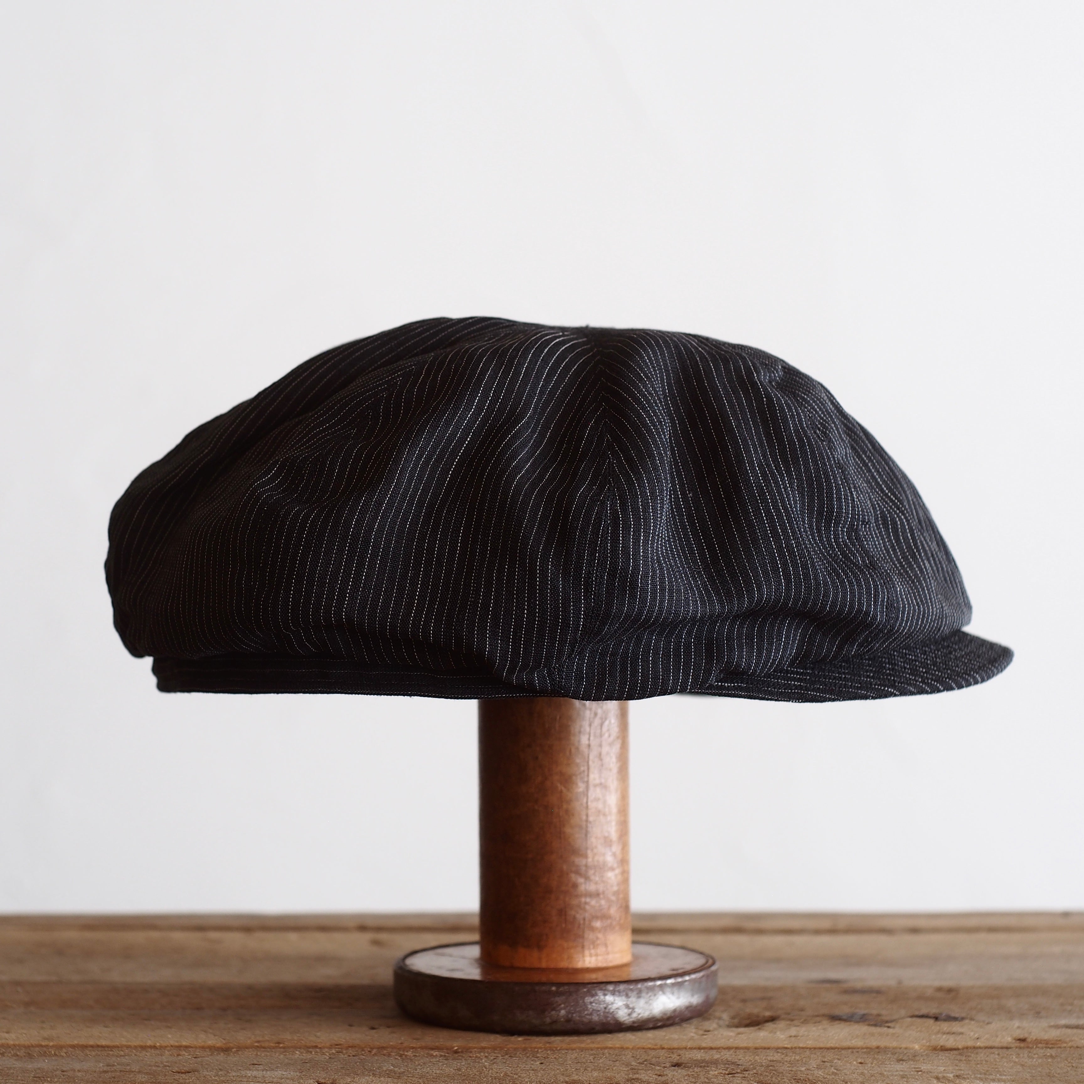 NORA CAP ~type newsboy~61 linen 縞