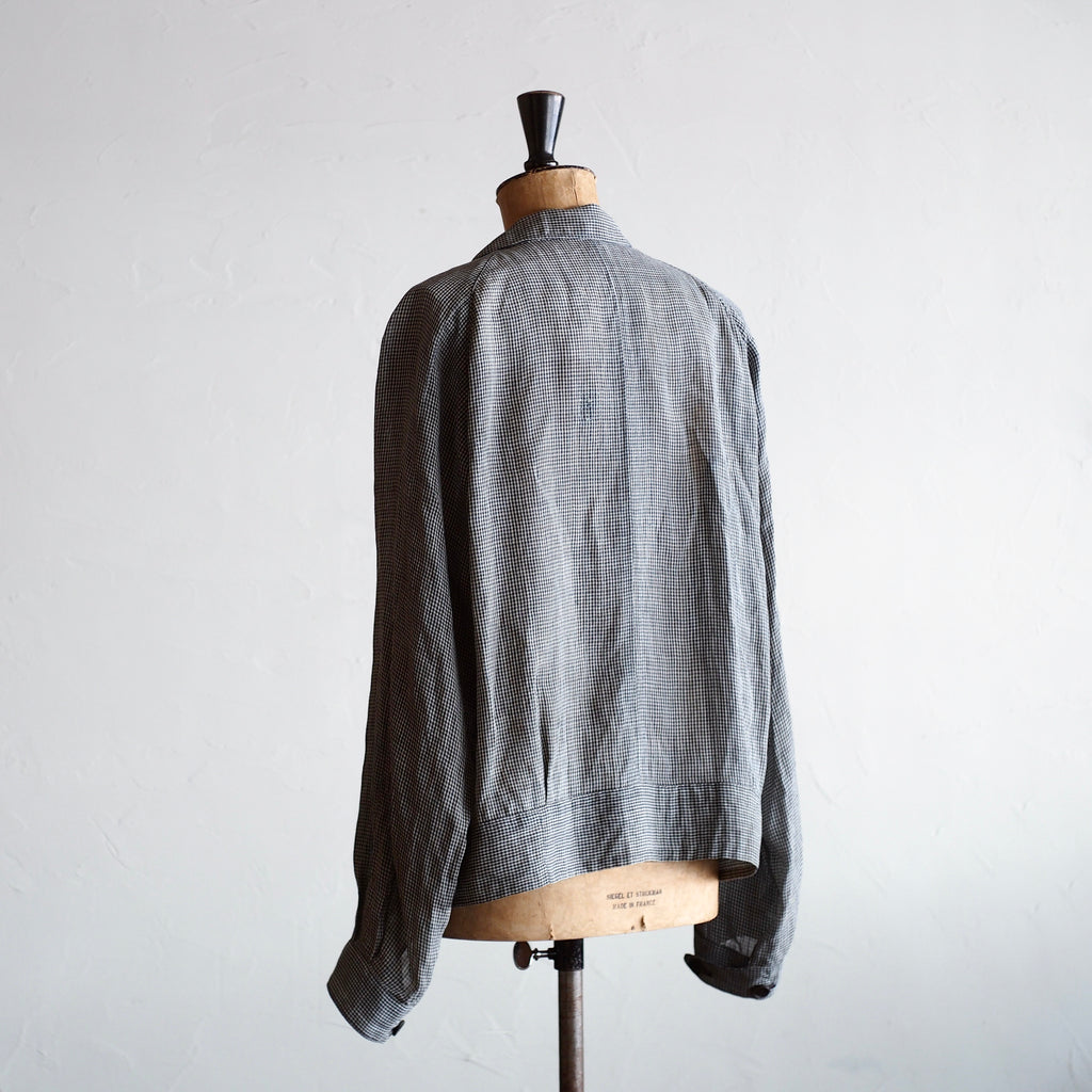 NORA SHORT SHIRT JACKET~japan old linen checked fabric~