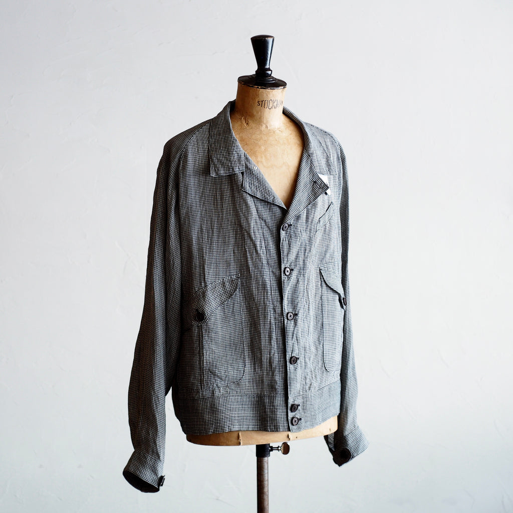 NORA SHORT SHIRT JACKET~japan old linen checked fabric~