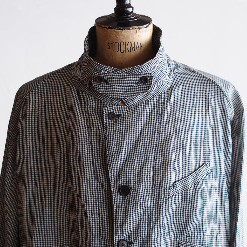 NORA SHORT SHIRT JACKET~japan old linen checked fabric~