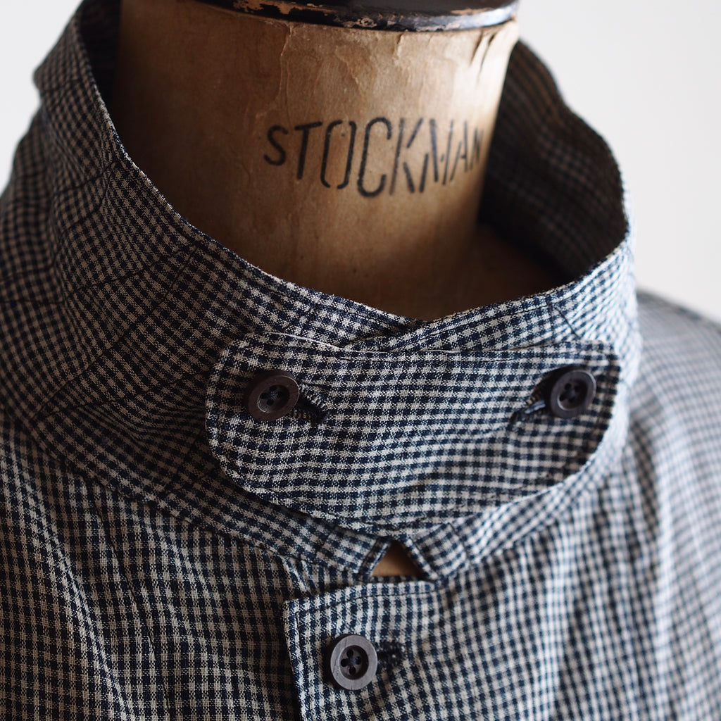 NORA SHORT SHIRT JACKET~japan old linen checked fabric~