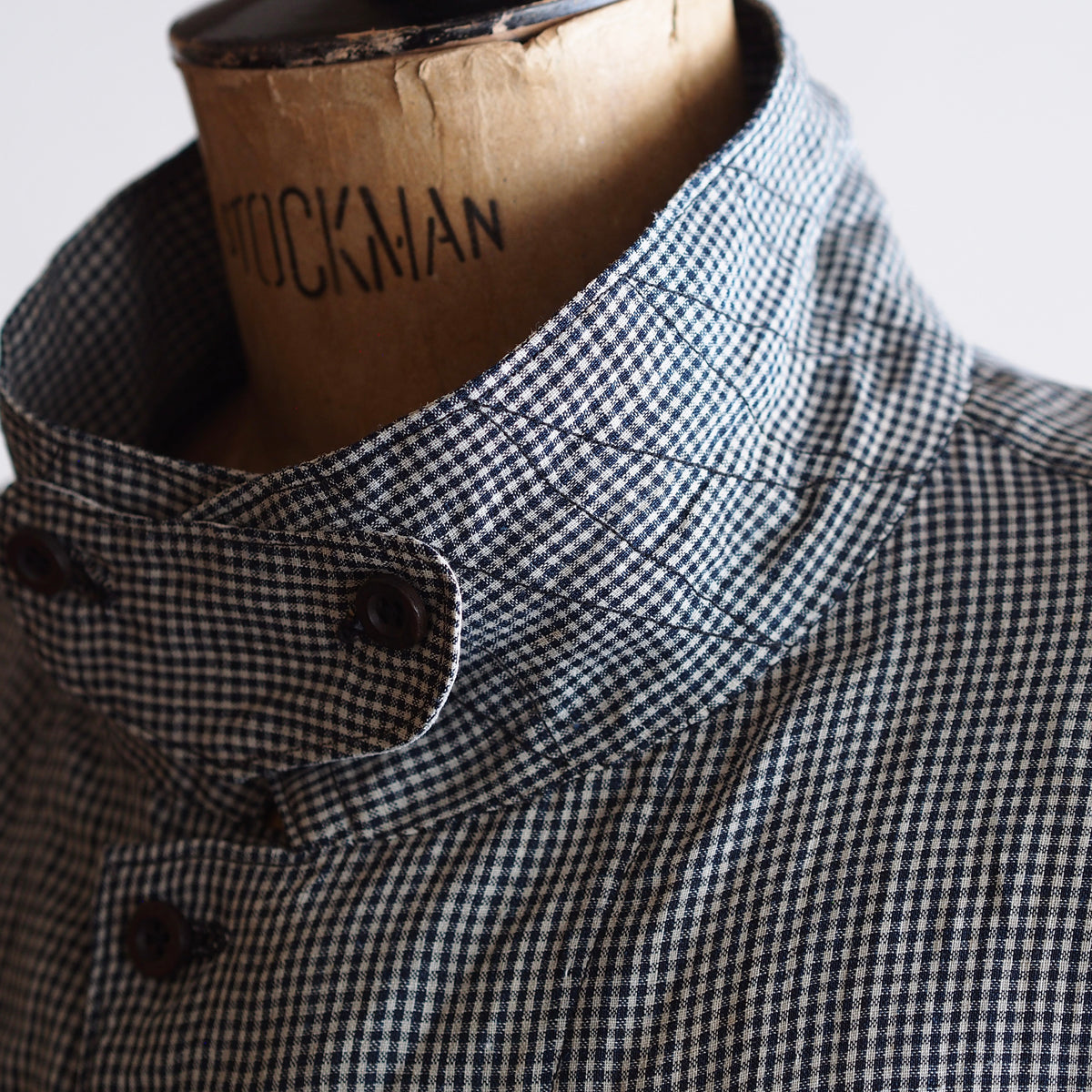 NORA SHORT SHIRT JACKET~japan old linen checked fabric~