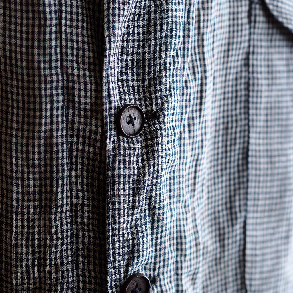 NORA SHORT SHIRT JACKET~japan old linen checked fabric~