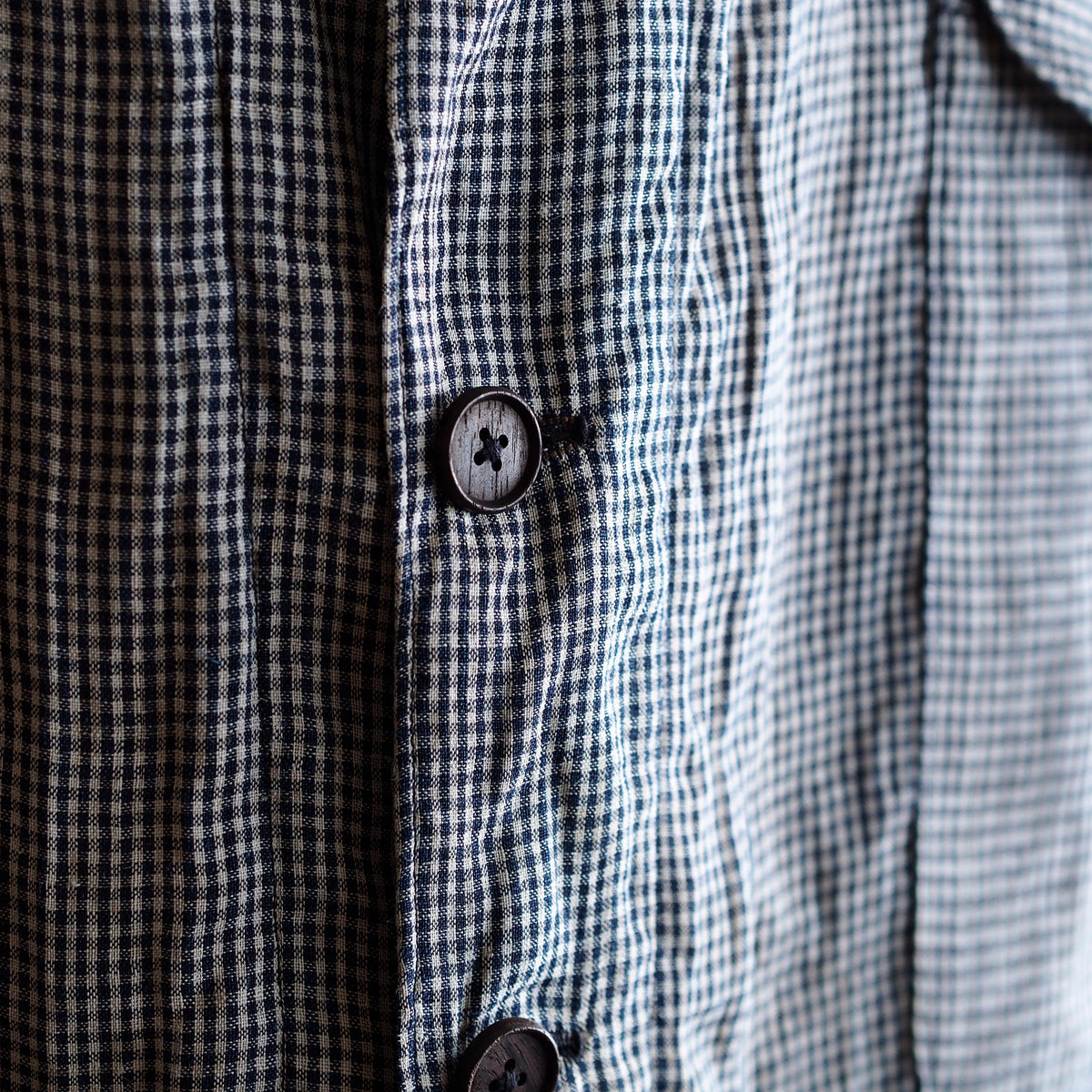 NORA SHORT SHIRT JACKET~japan old linen checked fabric~