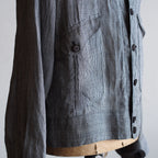 NORA SHORT SHIRT JACKET~japan old linen checked fabric~