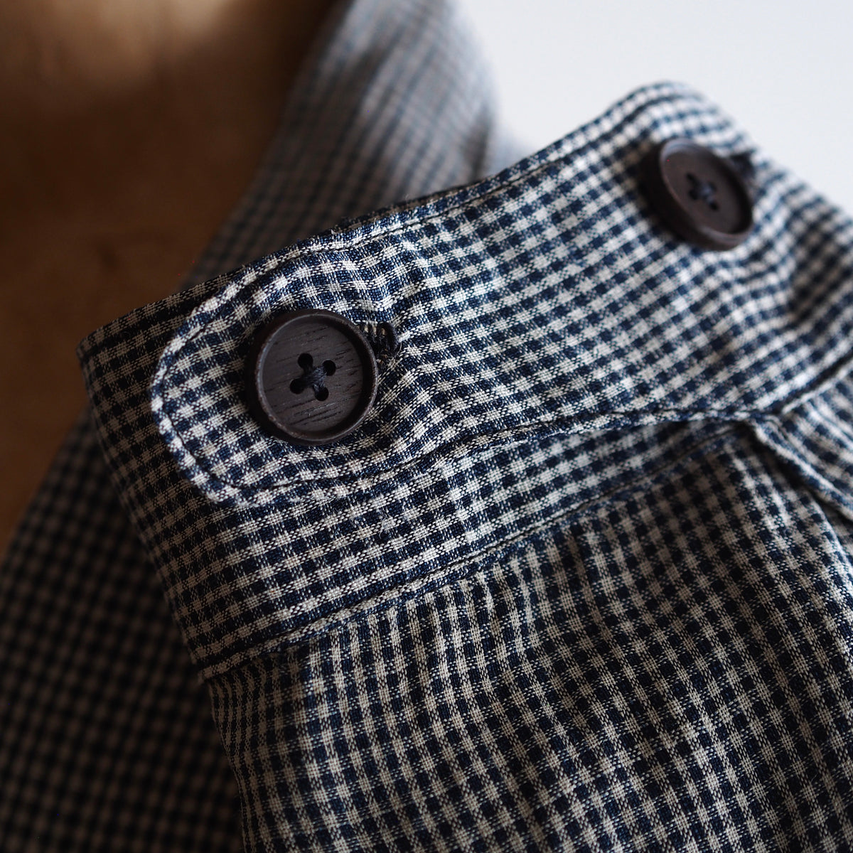 NORA SHORT SHIRT JACKET~japan old linen checked fabric~