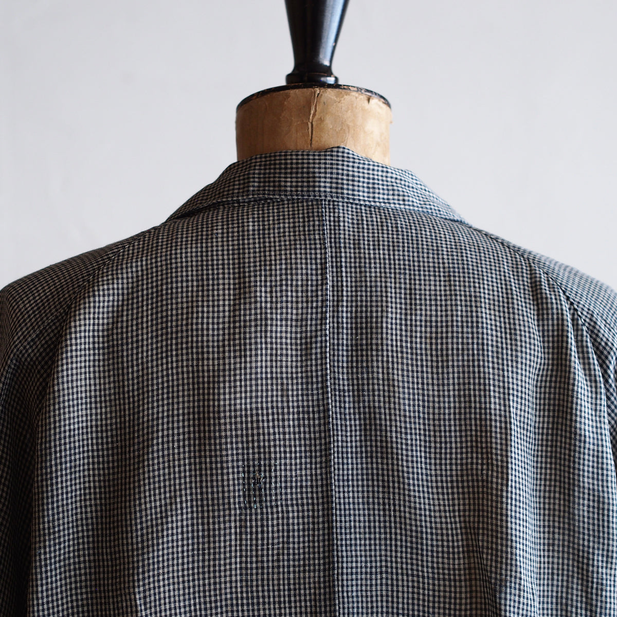 NORA SHORT SHIRT JACKET~japan old linen checked fabric~