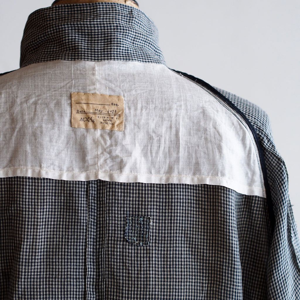 NORA SHORT SHIRT JACKET~japan old linen checked fabric~