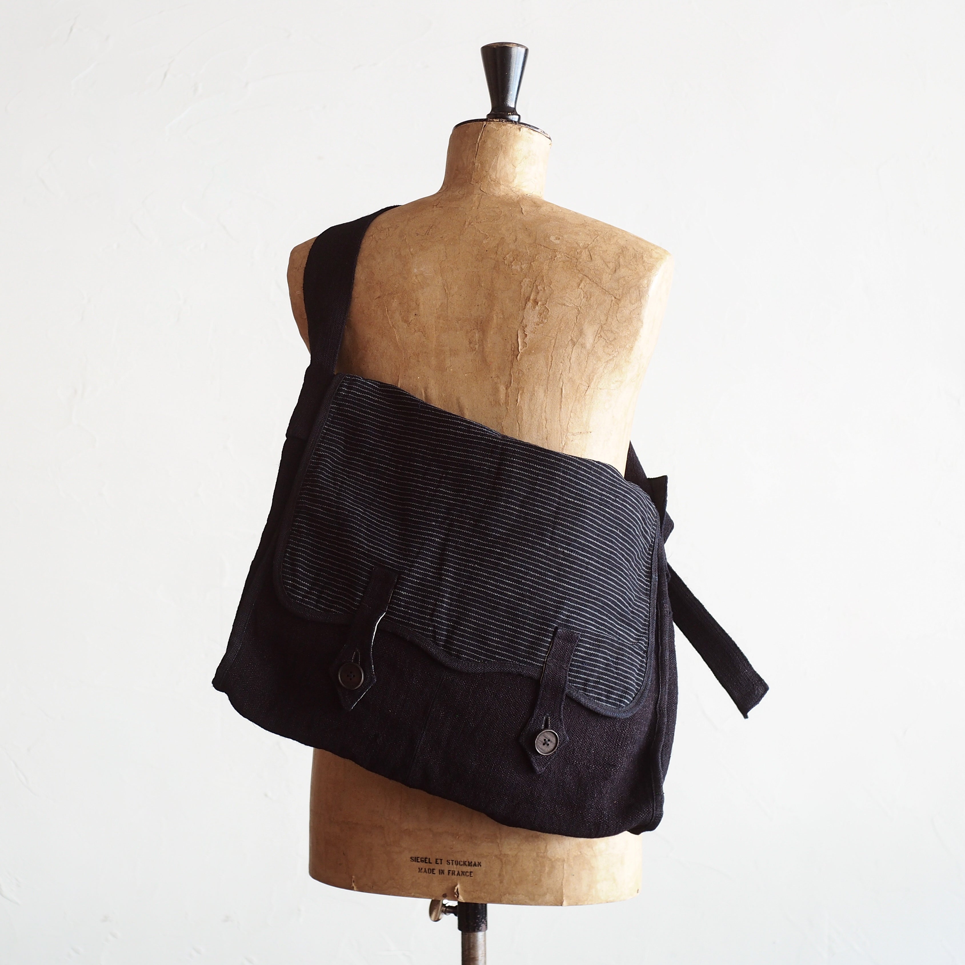 NORA BAG~type postman~japan old indigo hemp fabric~