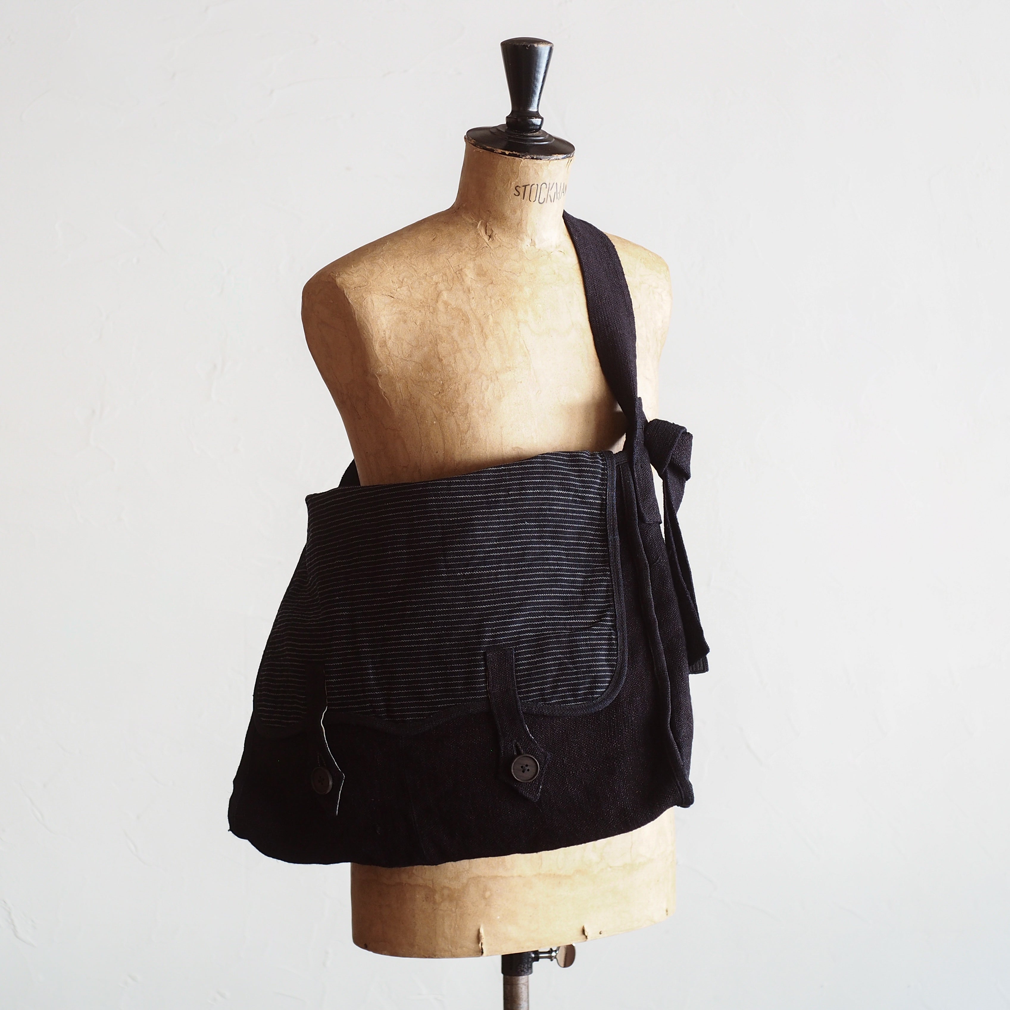 NORA BAG~type postman~japan old indigo hemp fabric~