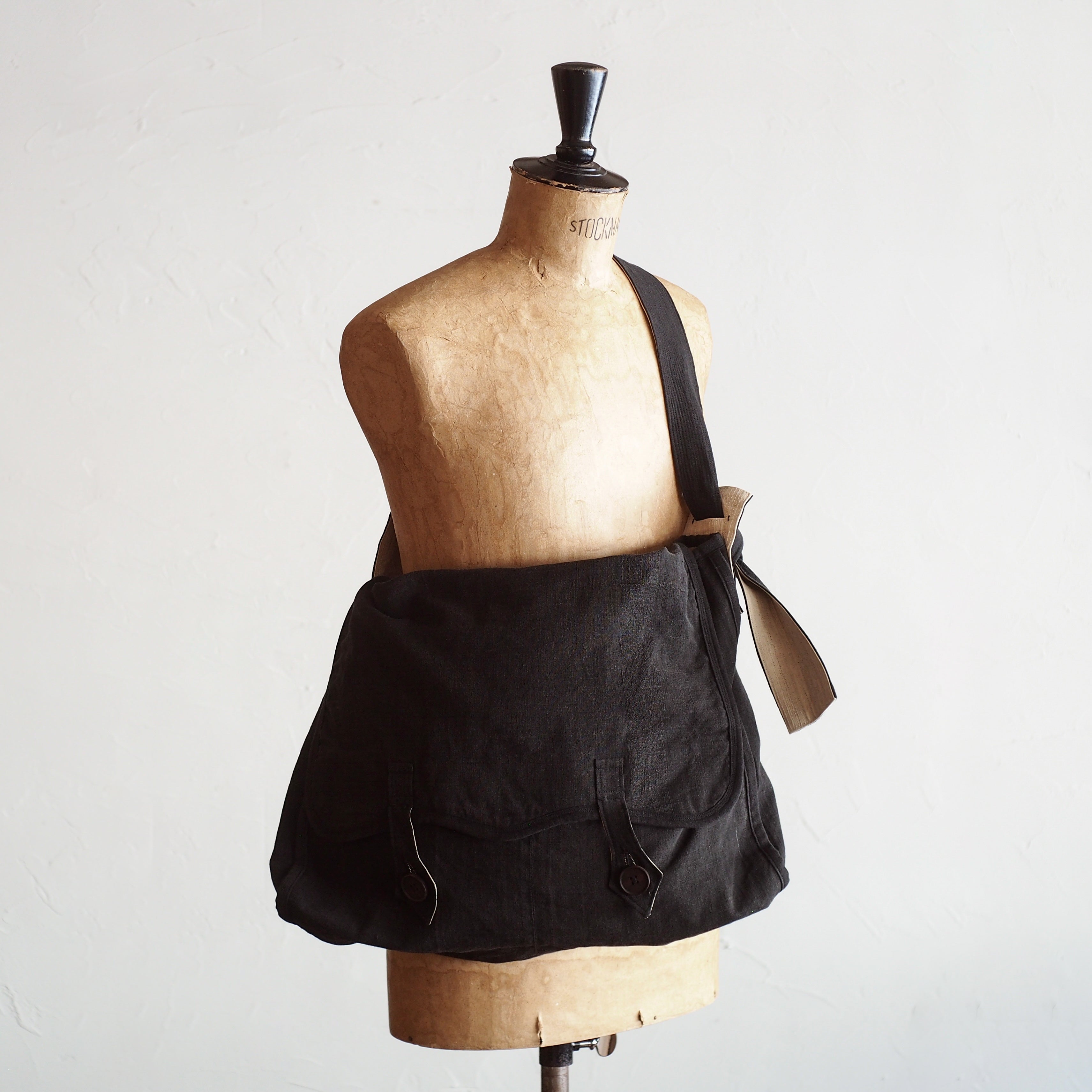 NORA BAG~type postman~japan old black cotton fabric~
