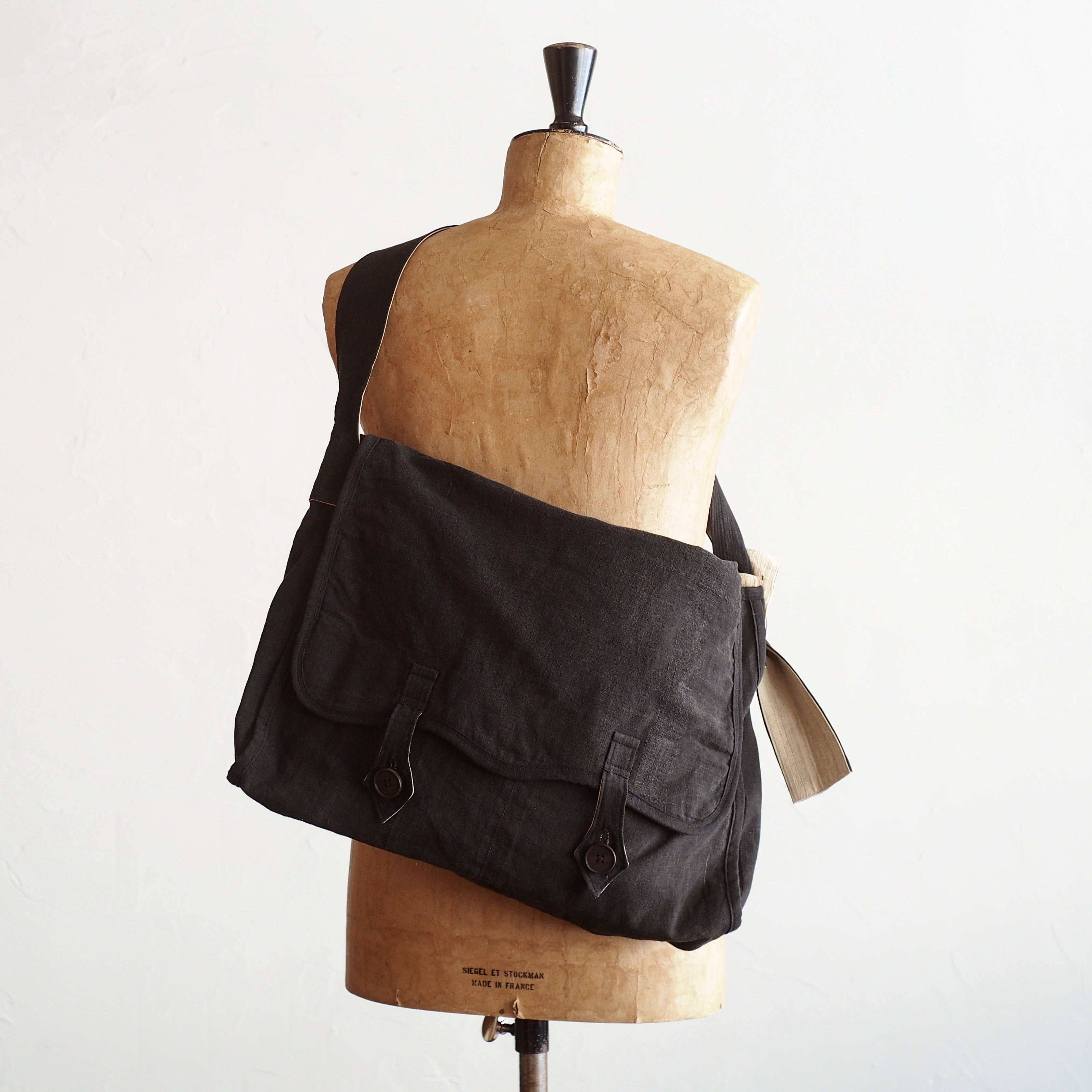 NORA BAG~type postman~japan old black cotton fabric~