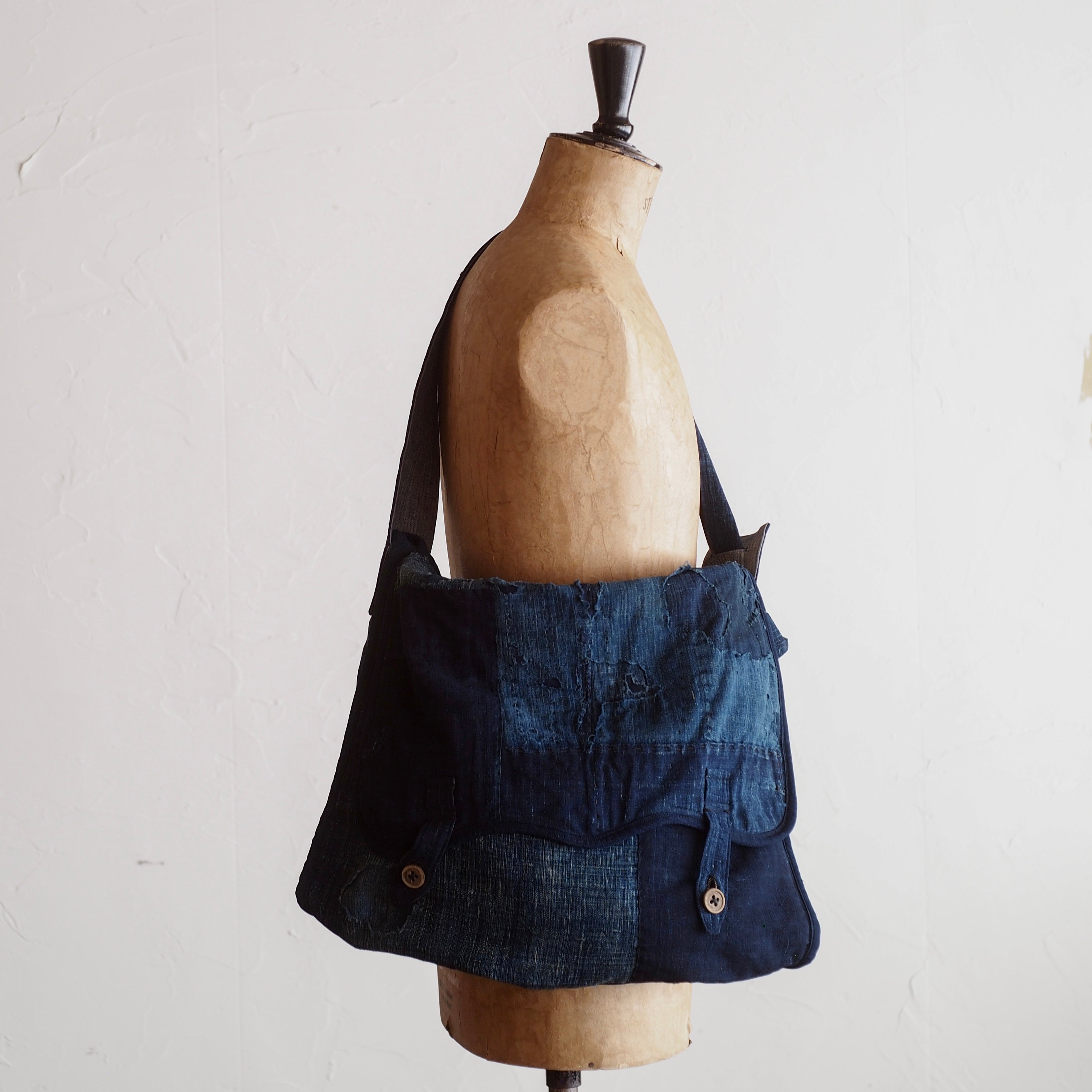 NORA BAG~type postman~japan old indigo boro