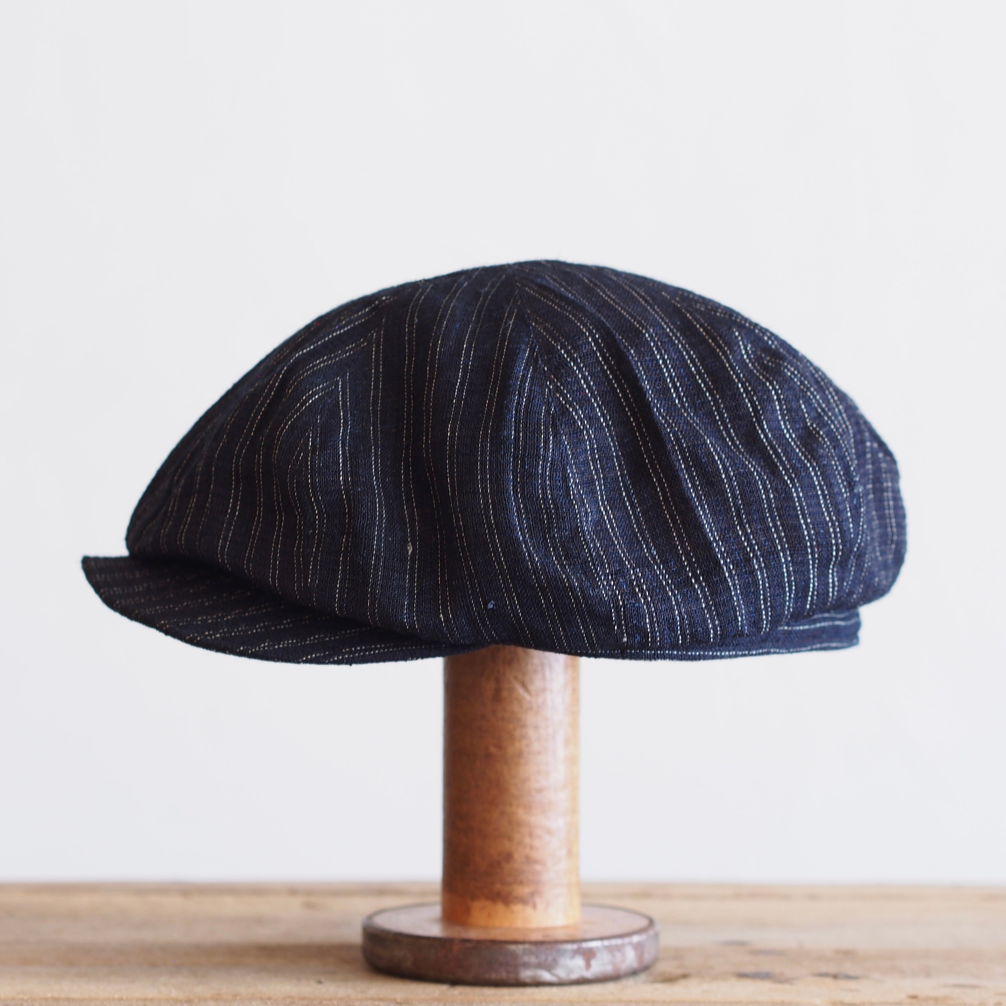 JAPAN VINTAGE FABRIC CAP ~type newsboy~60 meiji hemp 縞②