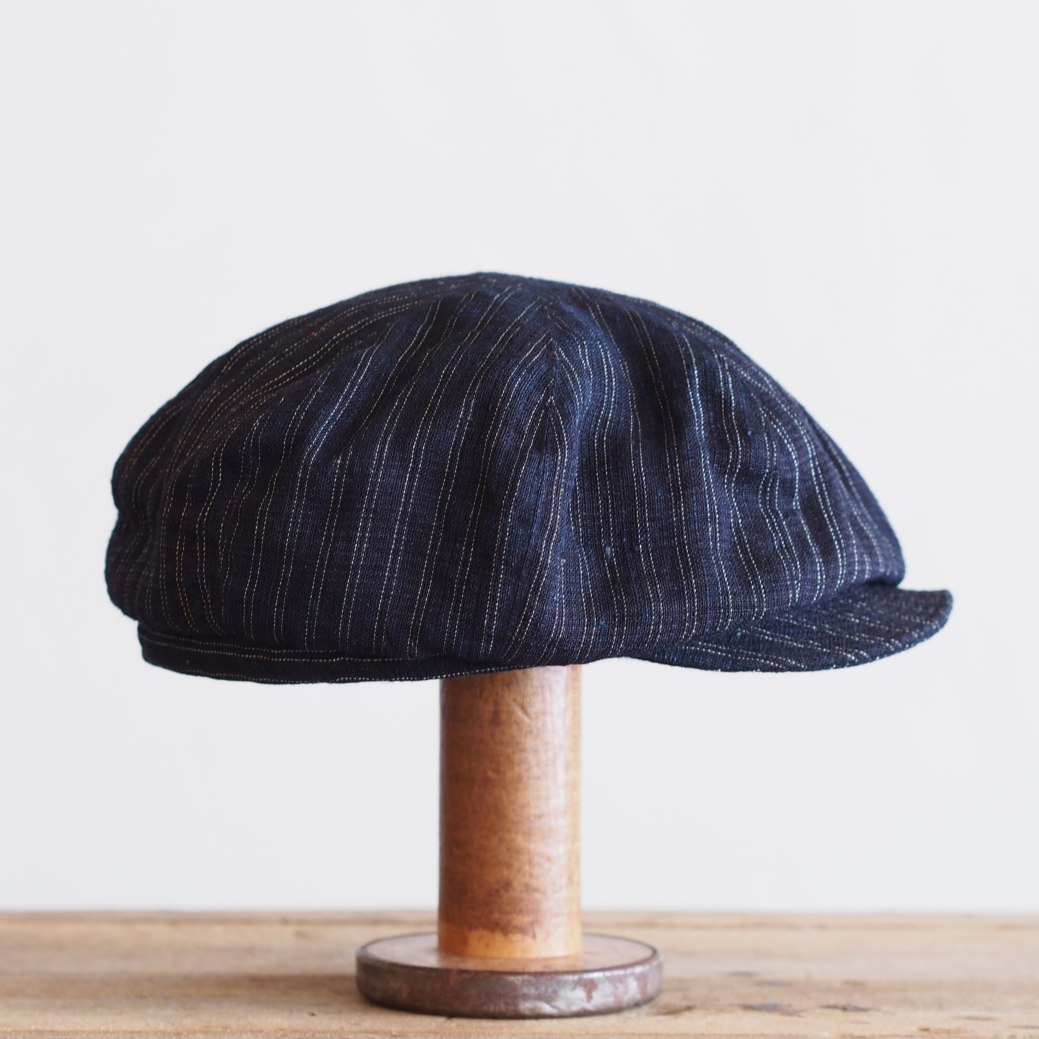 JAPAN VINTAGE FABRIC CAP ~type newsboy~60 meiji hemp 縞②