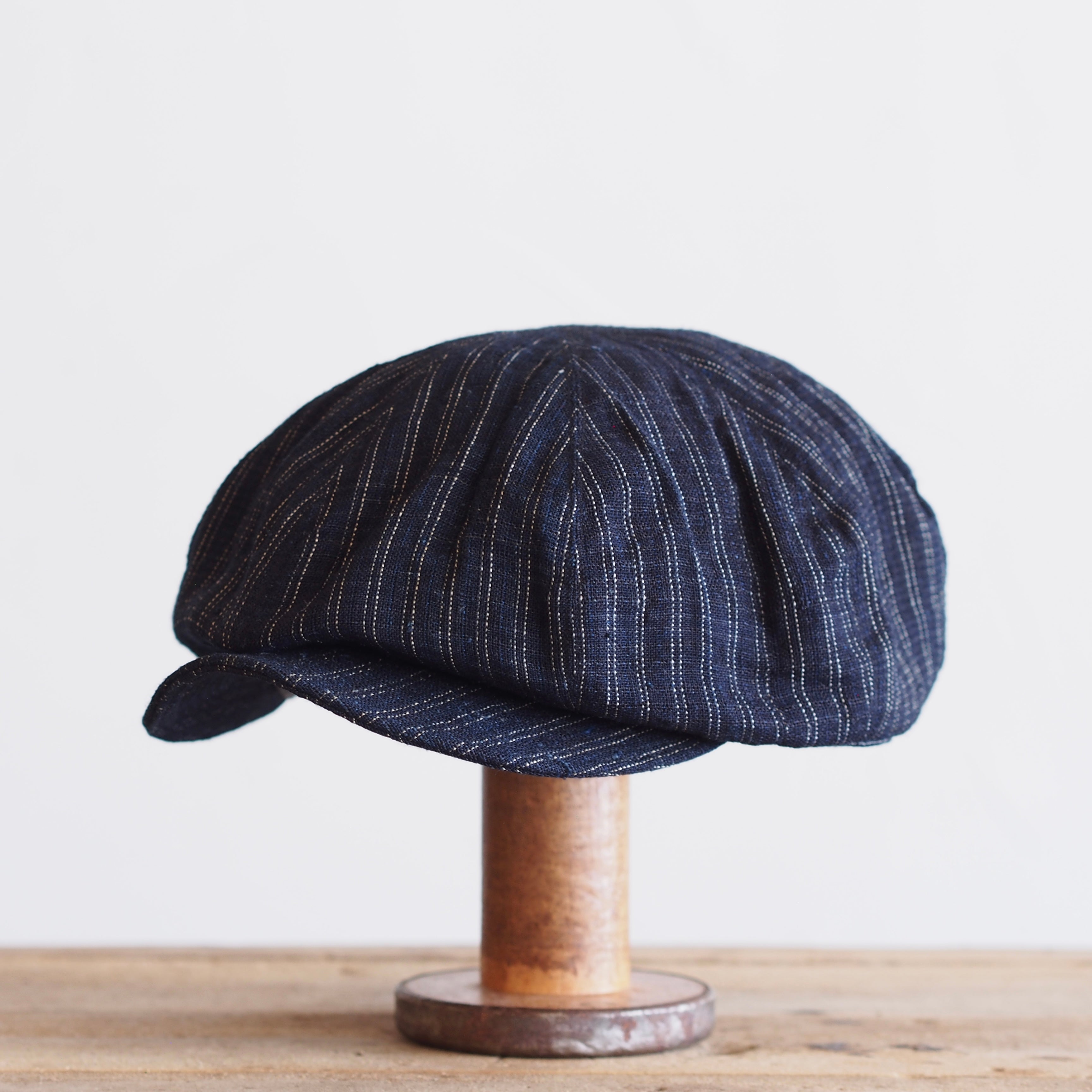 JAPAN VINTAGE FABRIC CAP ~type newsboy~61 meiji hemp 縞②