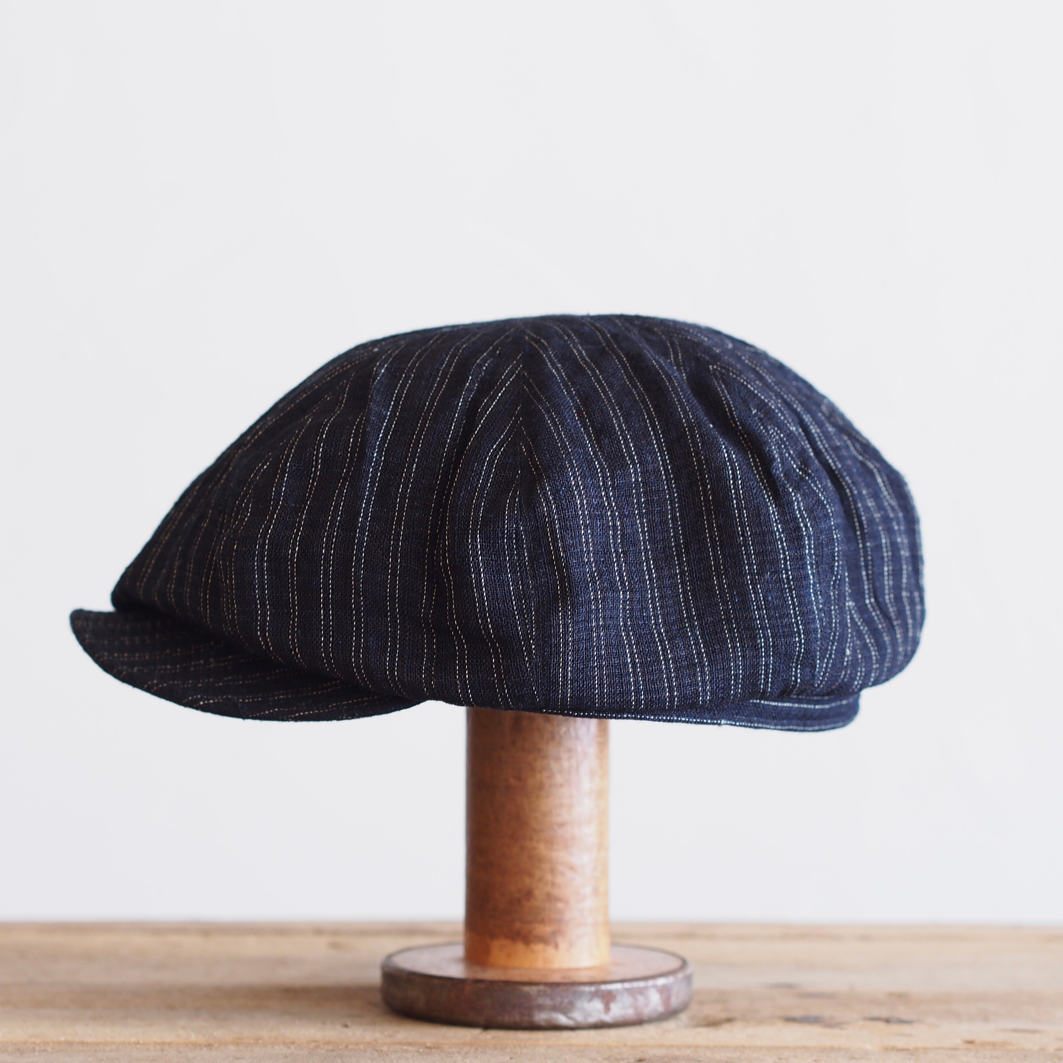 JAPAN VINTAGE FABRIC CAP ~type newsboy~61 meiji hemp 縞②