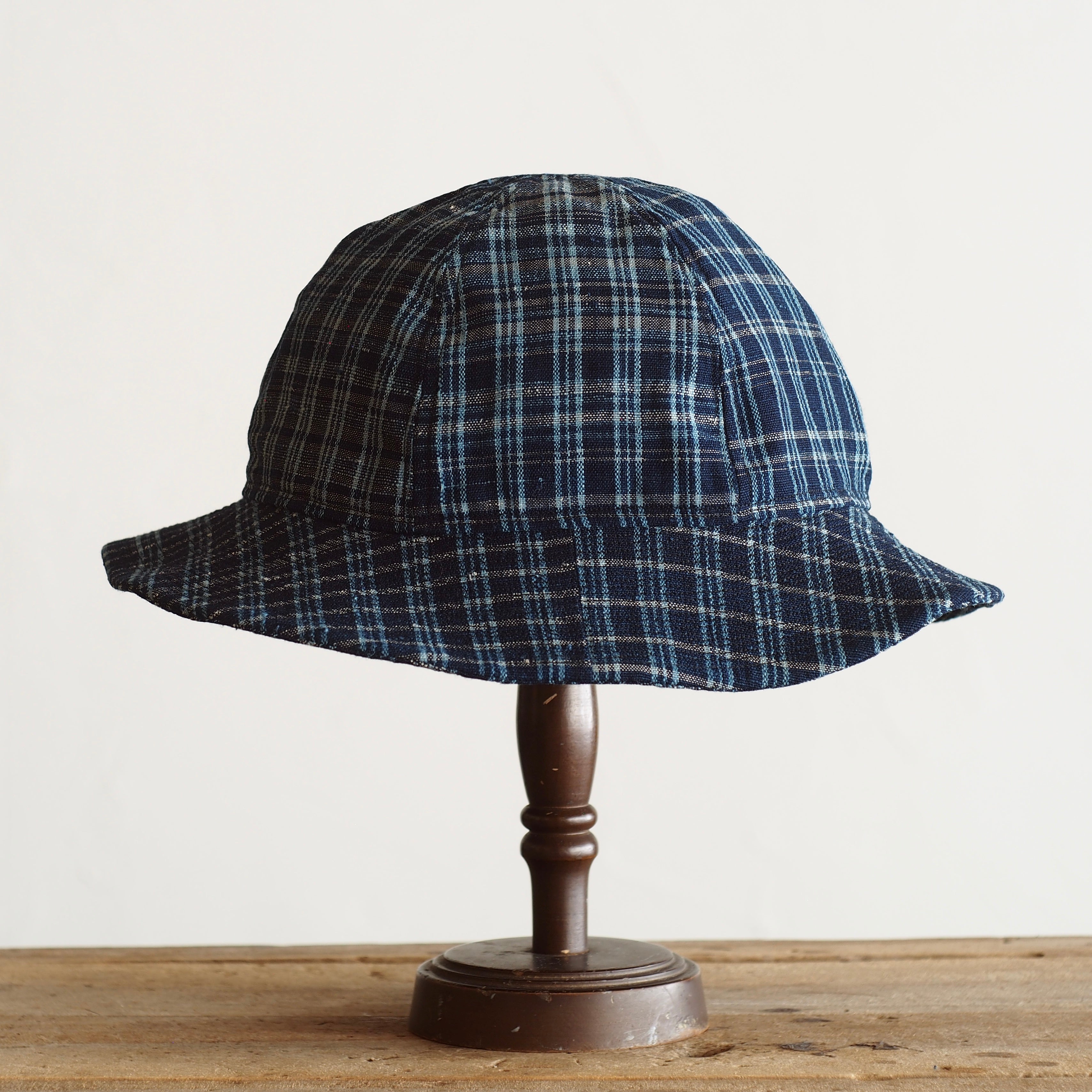 NORA HAT ~type 2nd~japan old indigo cotton check fabric