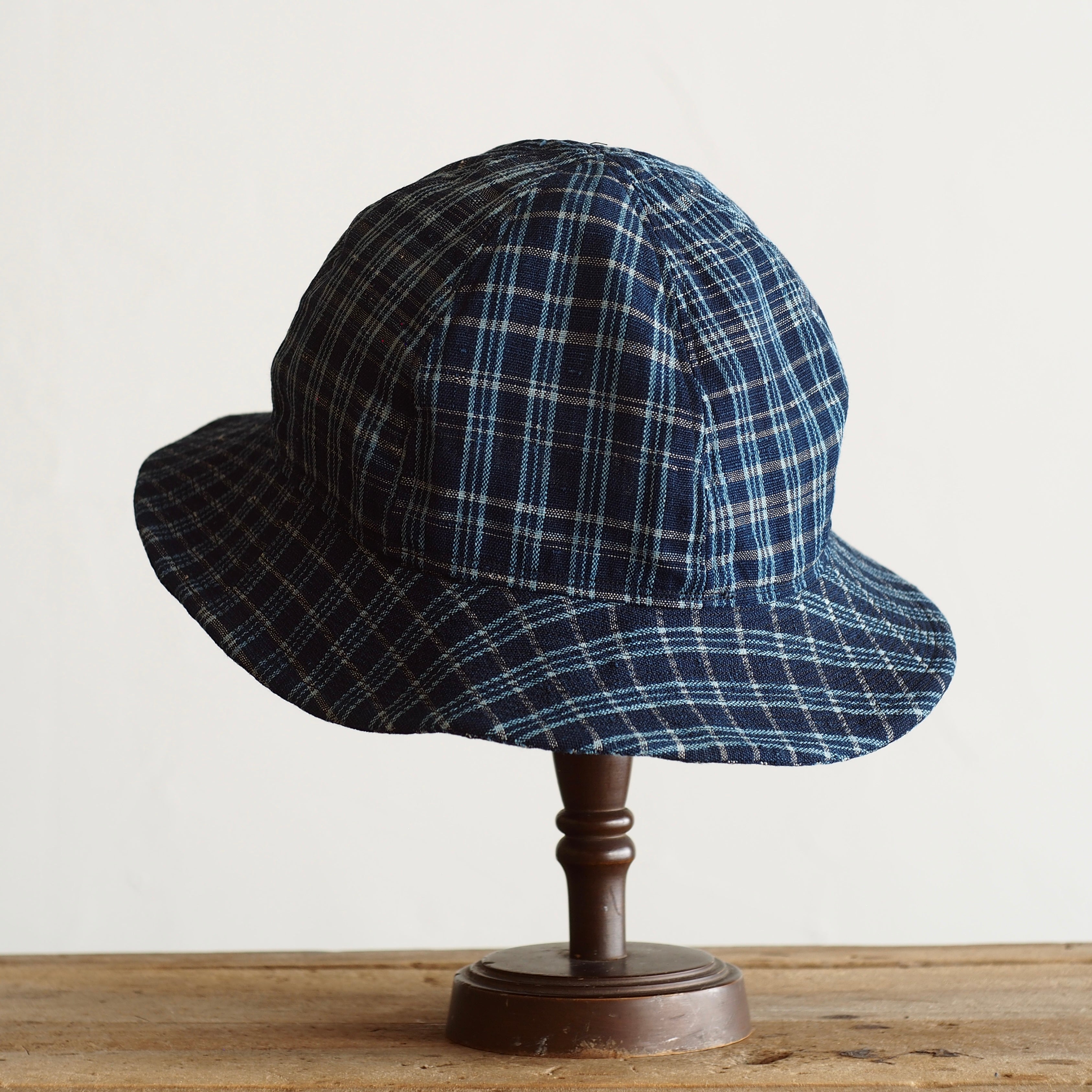 NORA HAT ~type 2nd~japan old indigo cotton check fabric