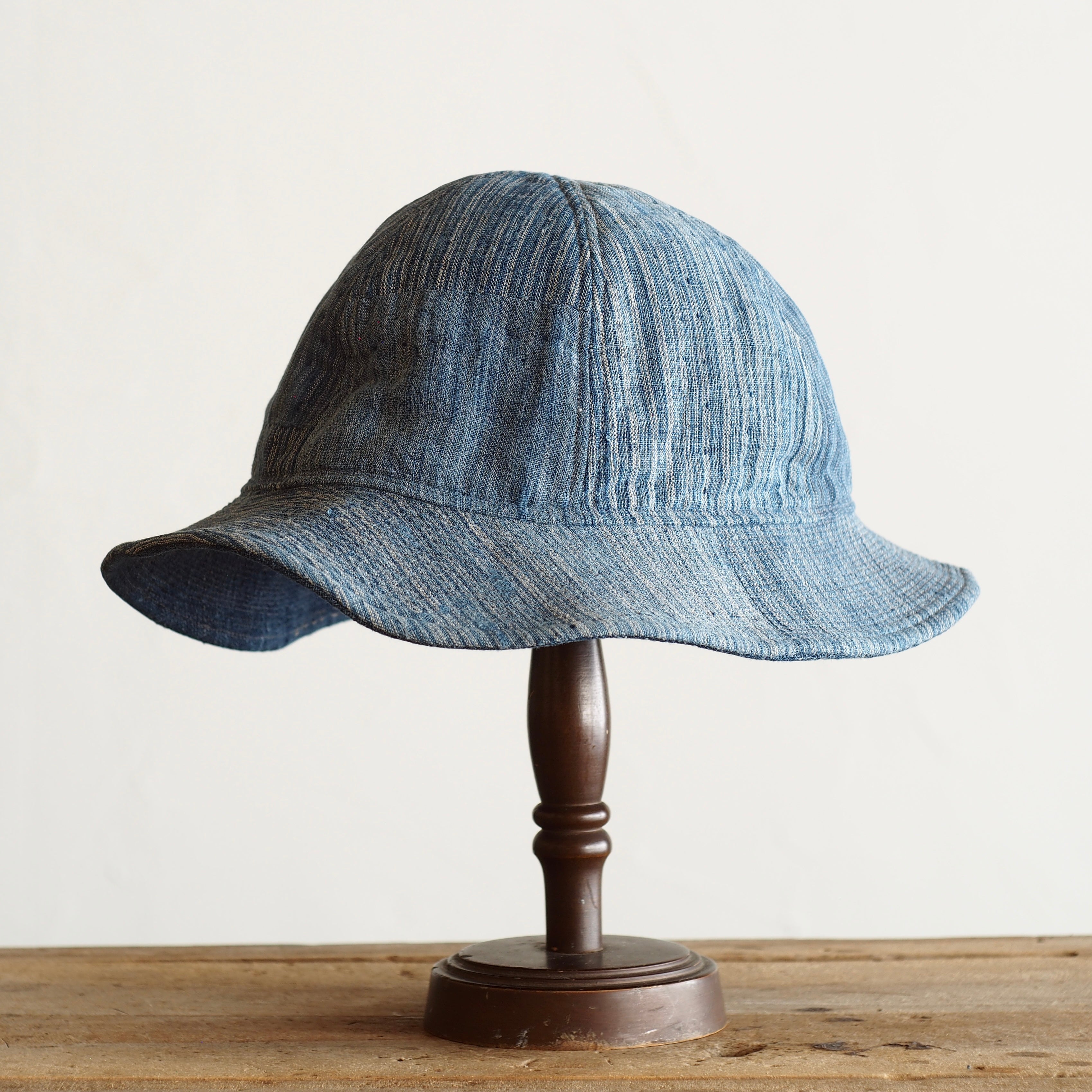 NORA HAT ~type 2nd~japan old indigo cotton stripe fabric