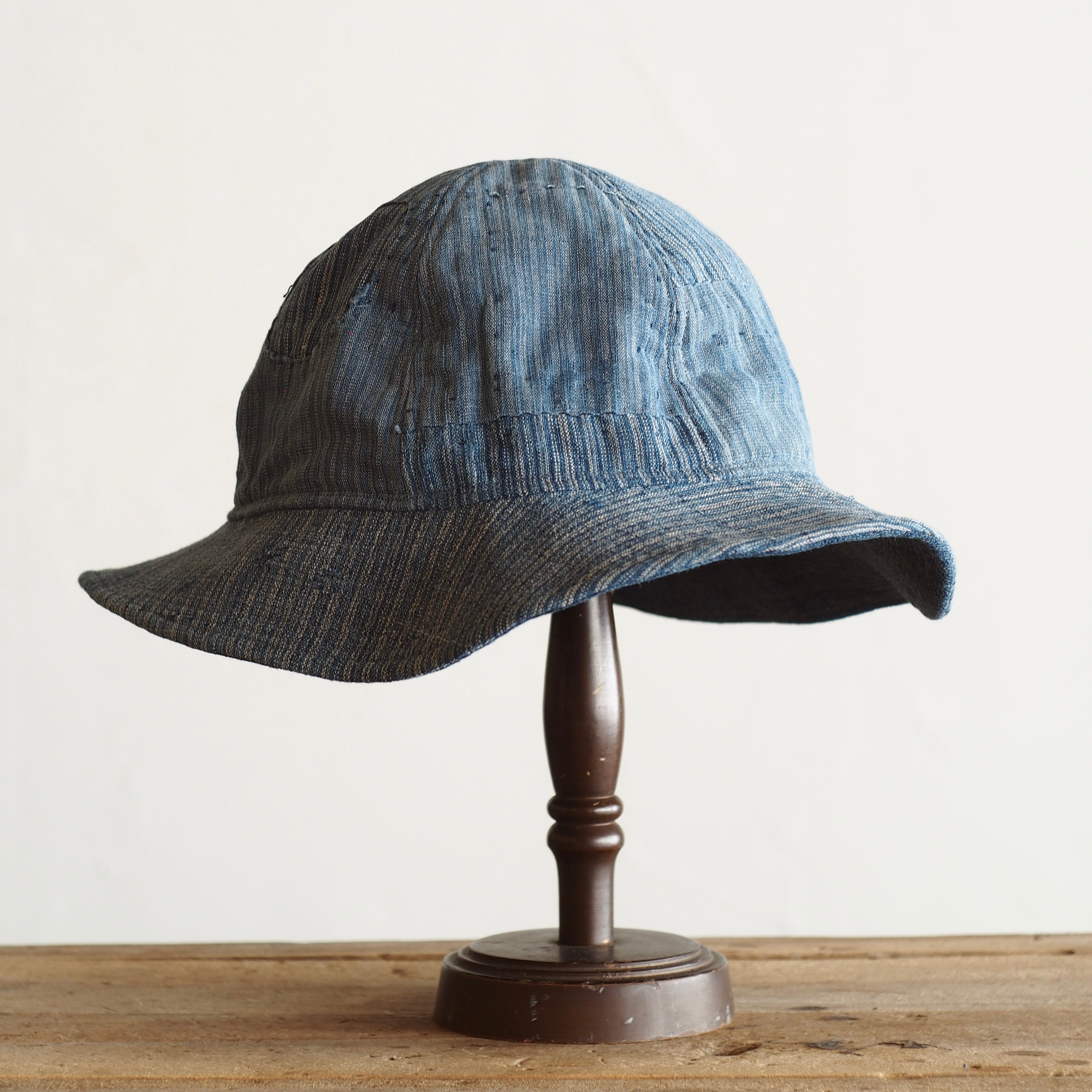 NORA HAT ~type 2nd~japan old indigo cotton stripe fabric