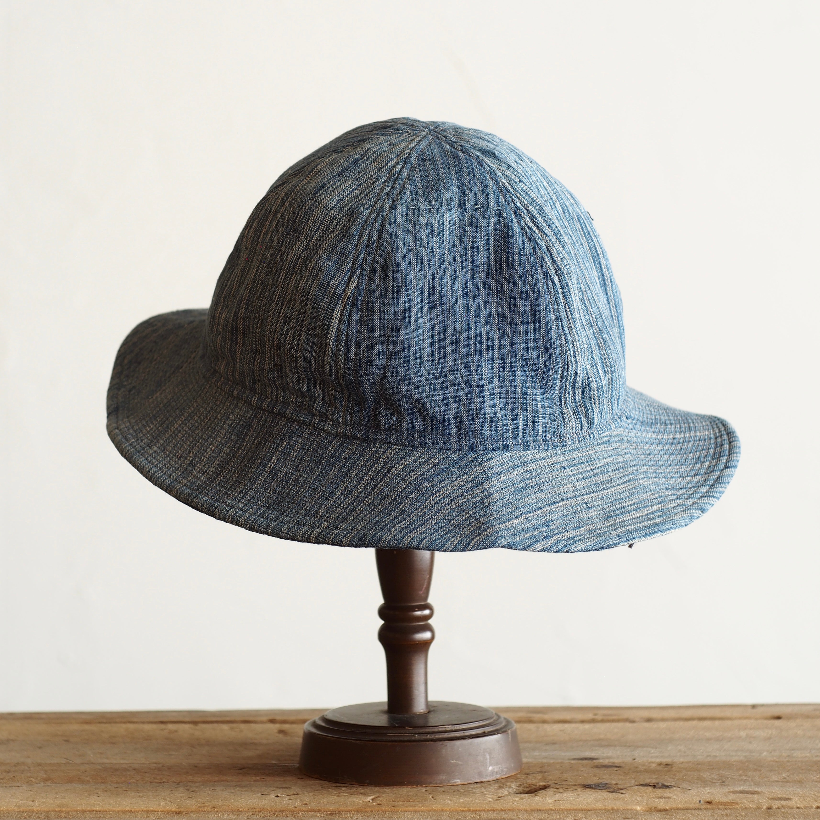NORA HAT ~type 2nd~japan old indigo cotton stripe fabric