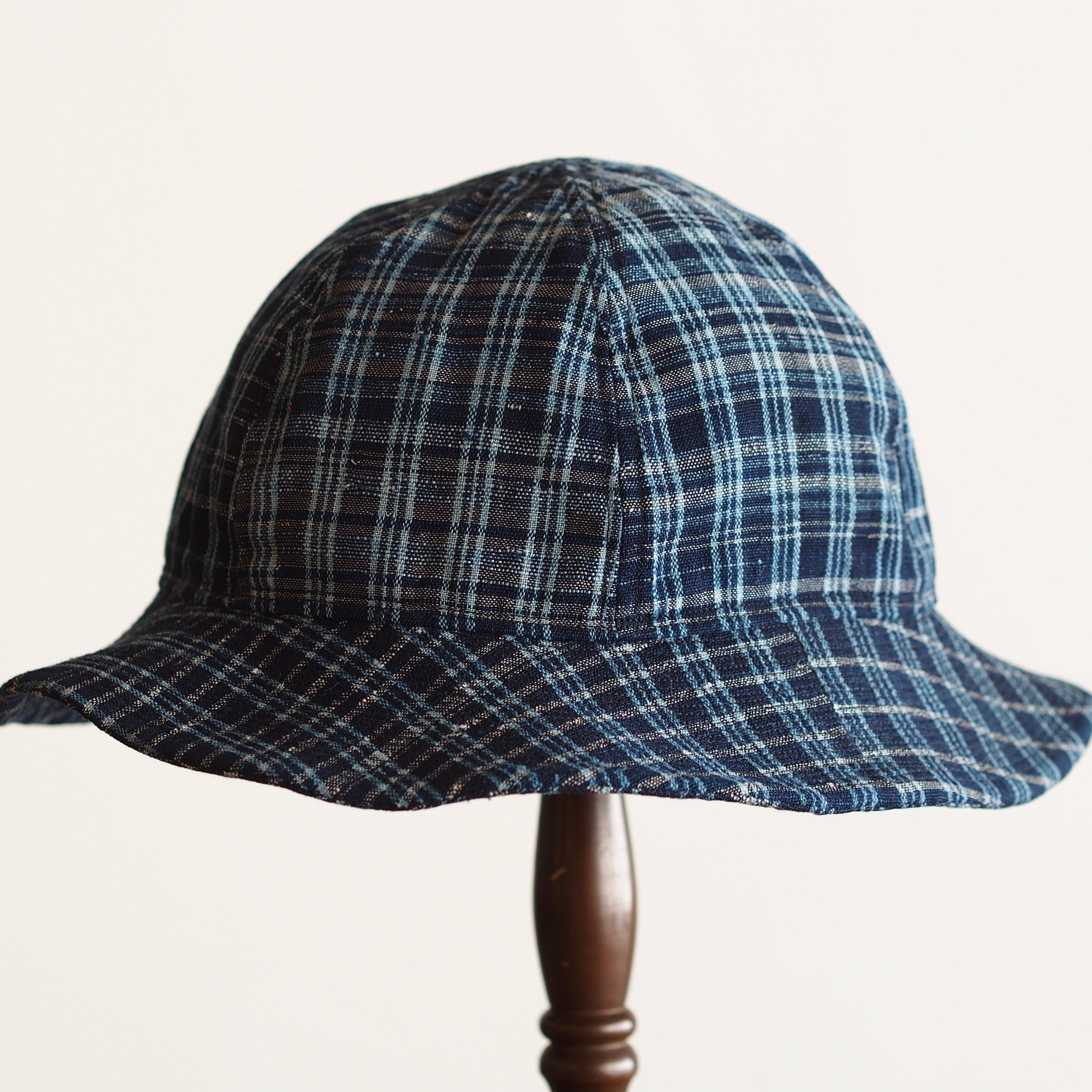 NORA HAT ~type 2nd~japan old indigo cotton check fabric