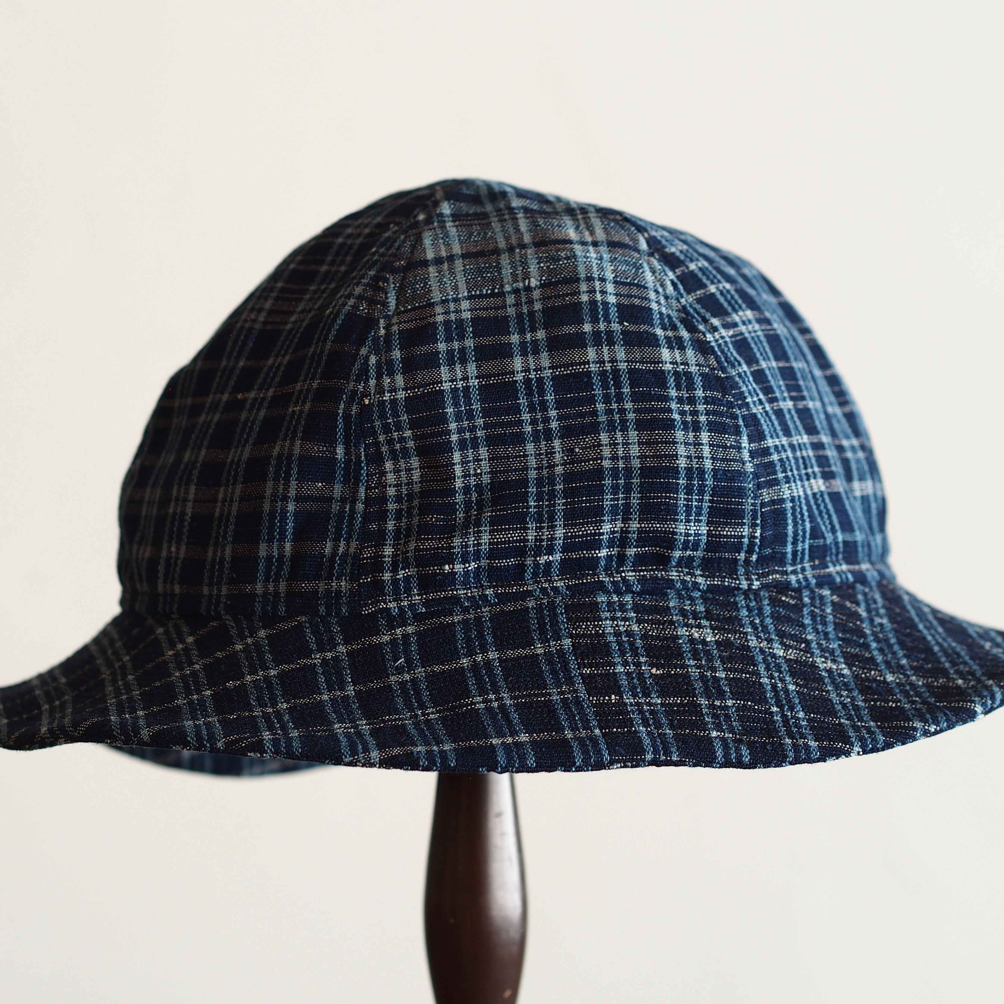 NORA HAT ~type 2nd~japan old indigo cotton check fabric