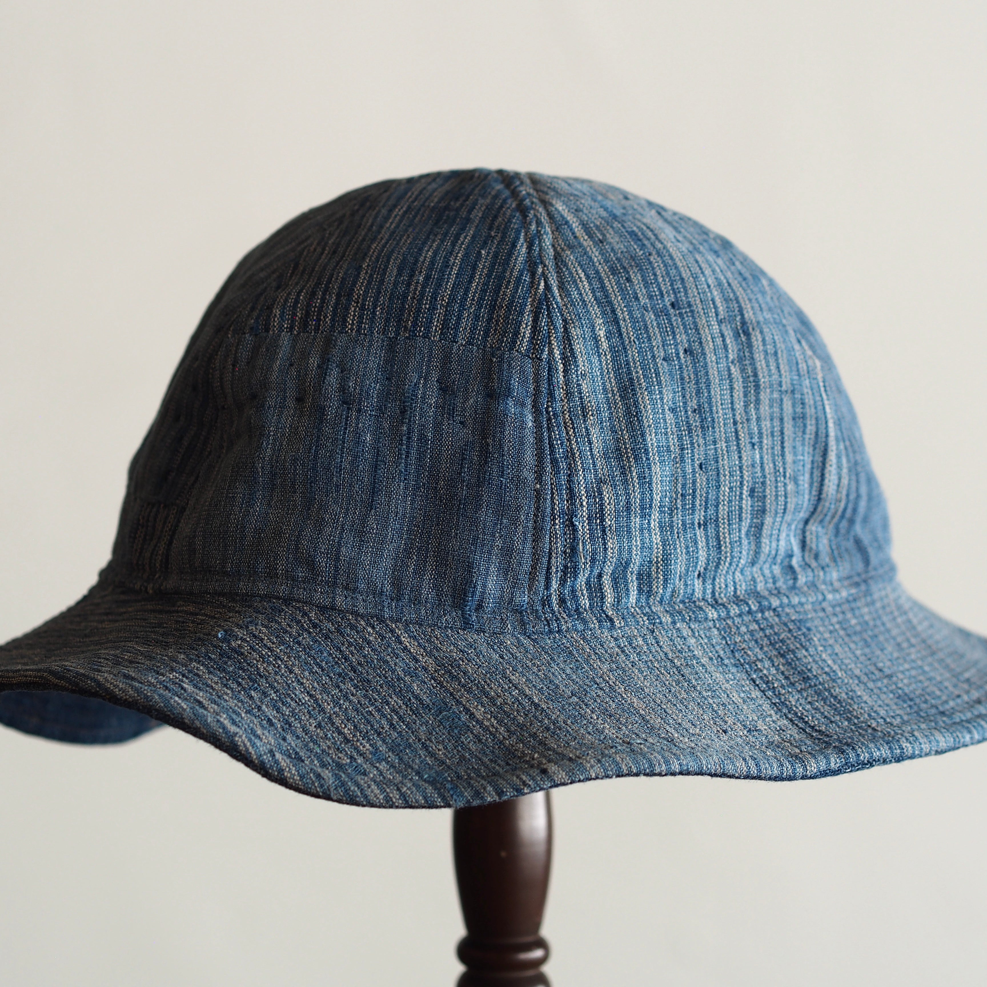 NORA HAT ~type 2nd~japan old indigo cotton stripe fabric