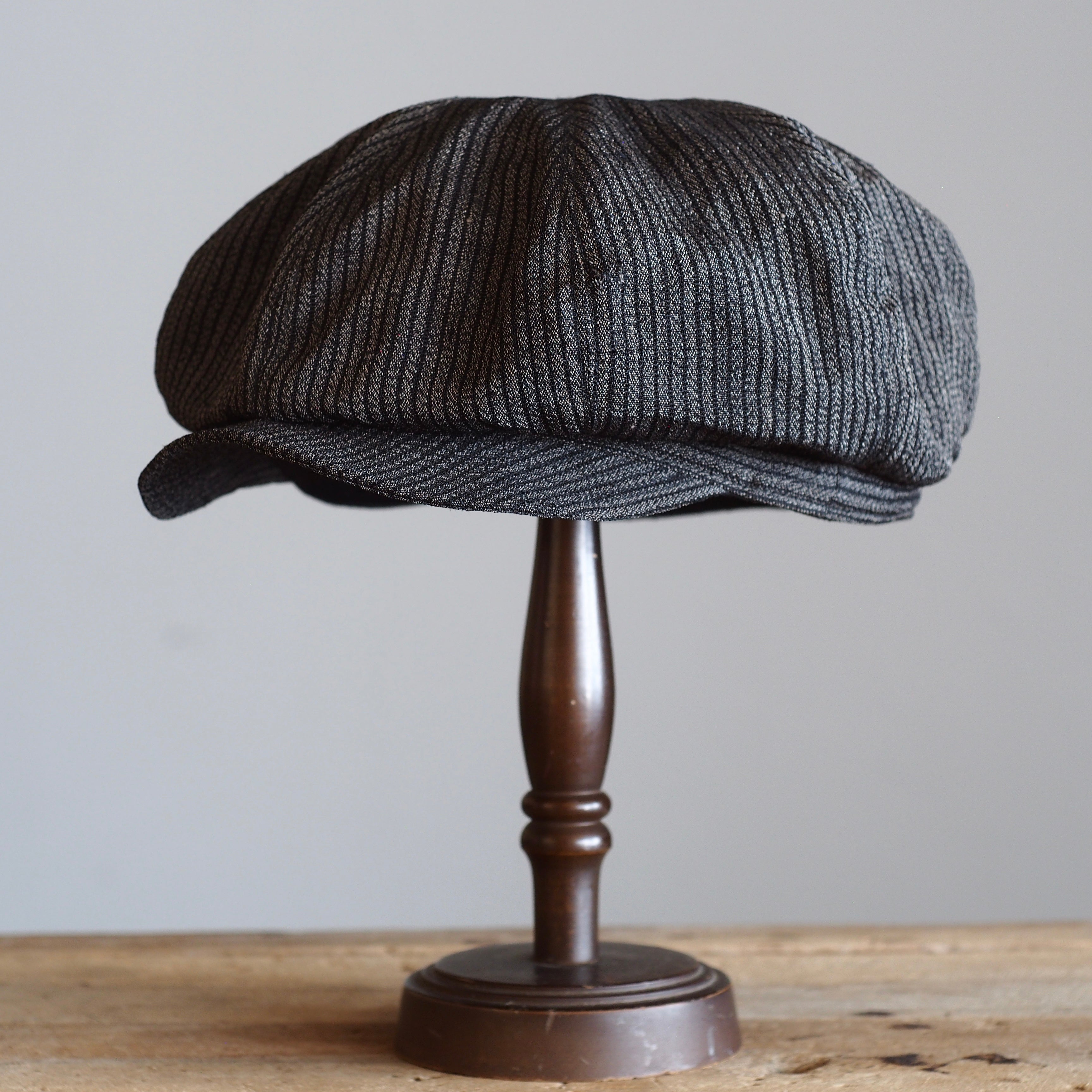 NORA CAP ~type newsboy~60 japan old  silk stripe fabric
